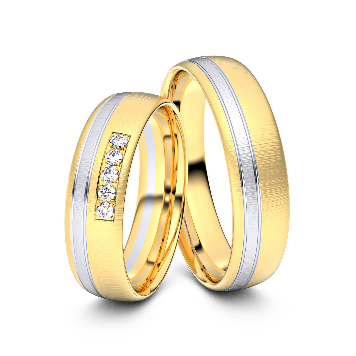 Brillanten-Trauringe 585er Gelbgold-Weißgold – opt. mit Gravur, Farbe, wählbarer Reinheitsstufe & hochwertigem Holzetui Unkategorisiert online kaufen