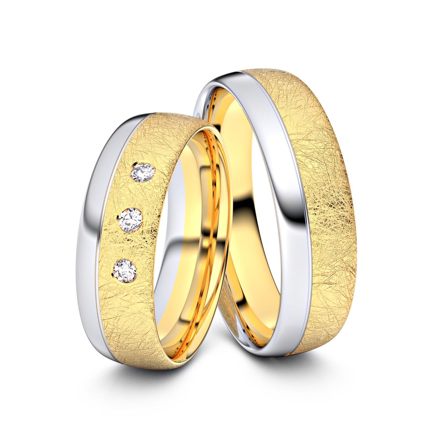 Brillanten-Trauringe 585er Gelbgold-Weißgold – opt. mit Gravur, Farbe, wählbarer Reinheitsstufe & hochwertigem Holzetui Unkategorisiert online kaufen