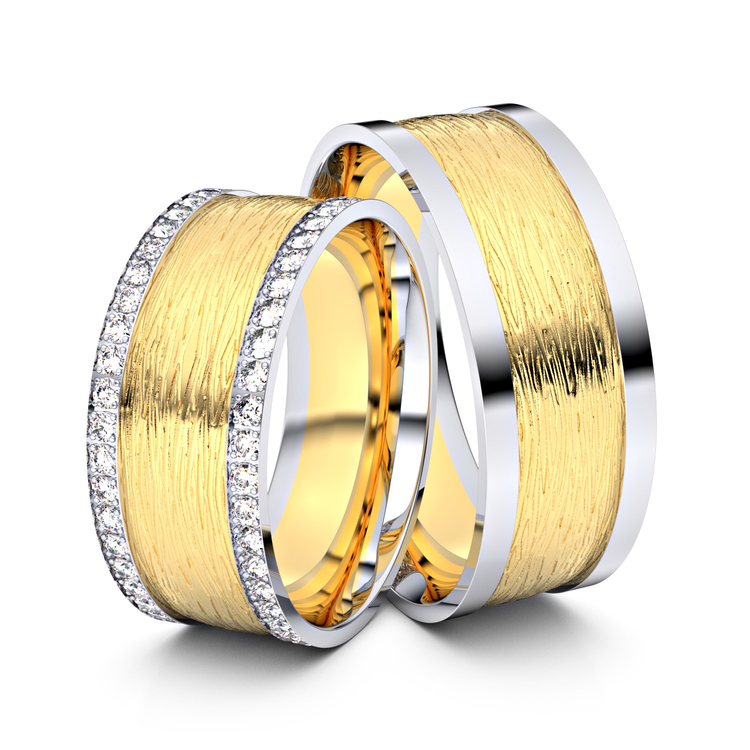 Brillanten-Trauringe 585er Gelbgold-Weißgold – opt. mit Gravur, Farbe, wählbarer Reinheitsstufe & hochwertigem Holzetui Unkategorisiert online kaufen