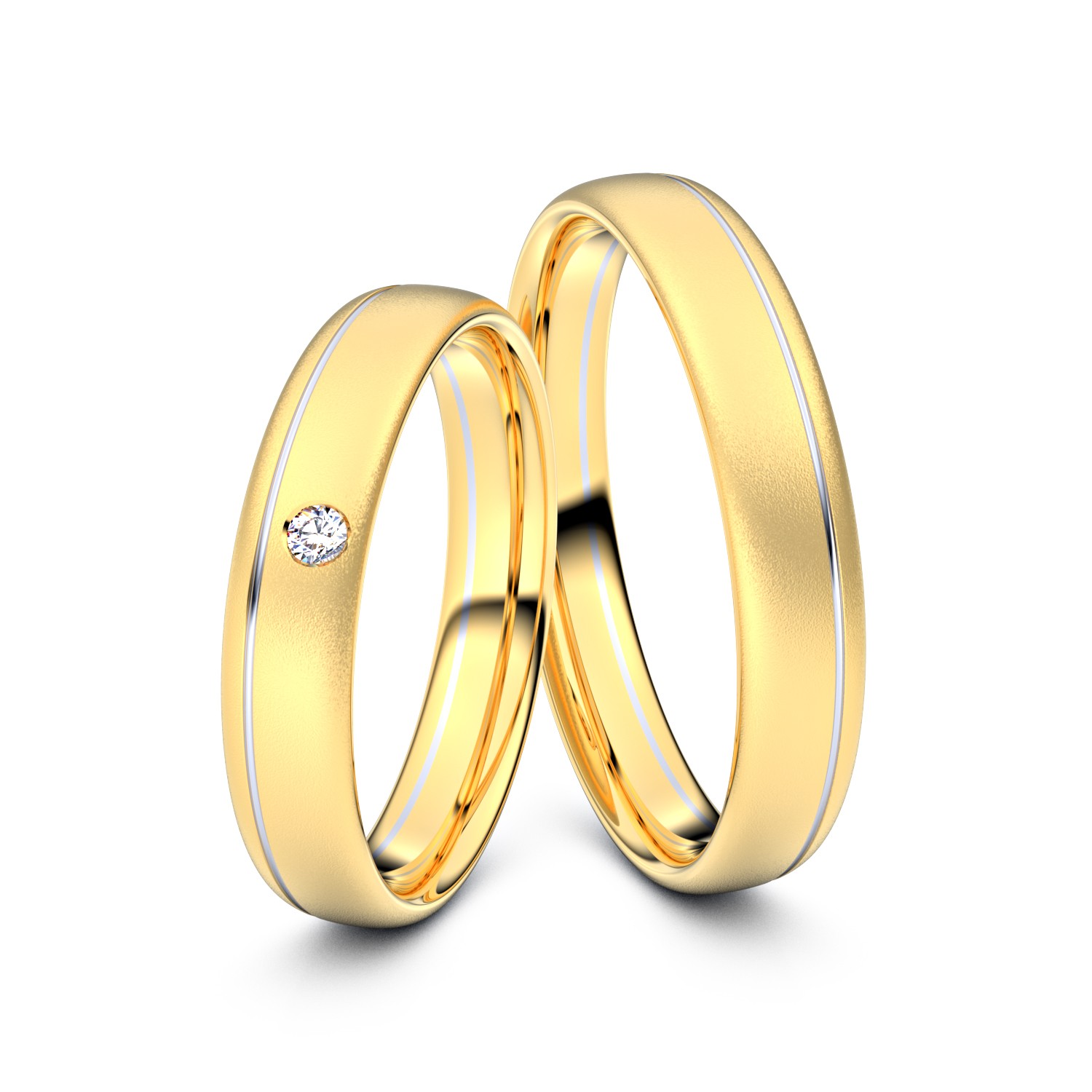 Brillanten-Trauringe 585er Gelbgold-Weißgold – opt. mit Gravur, Farbe, wählbarer Reinheitsstufe & hochwertigem Holzetui Unkategorisiert online kaufen