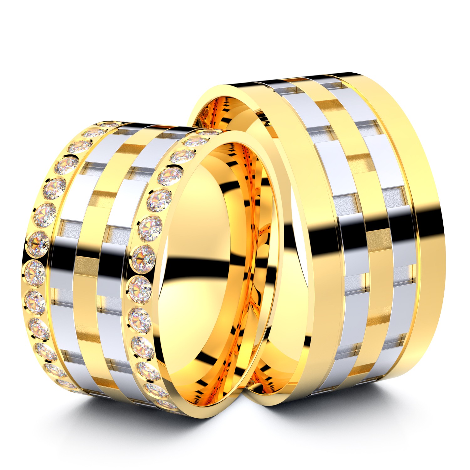 Brillanten-Trauringe 585er Gelbgold-Weißgold – opt. mit Gravur, Farbe, wählbarer Reinheitsstufe & hochwertigem Holzetui Unkategorisiert online kaufen