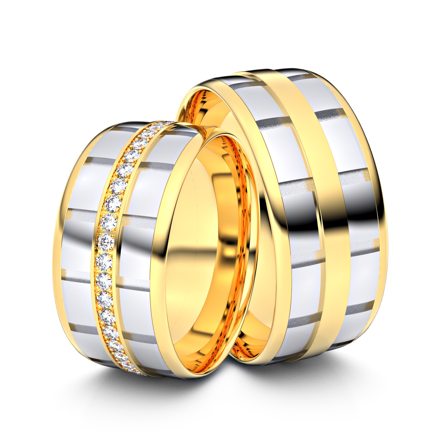 Brillanten-Trauringe 585er Gelbgold-Weißgold – opt. mit Gravur, Farbe, wählbarer Reinheitsstufe & hochwertigem Holzetui Unkategorisiert online kaufen