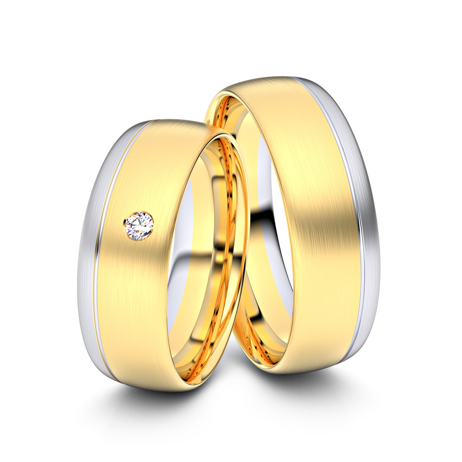 Brillanten-Trauringe 585er Gelbgold-Weißgold – opt. mit Gravur, Farbe, wählbarer Reinheitsstufe & hochwertigem Holzetui Unkategorisiert online kaufen