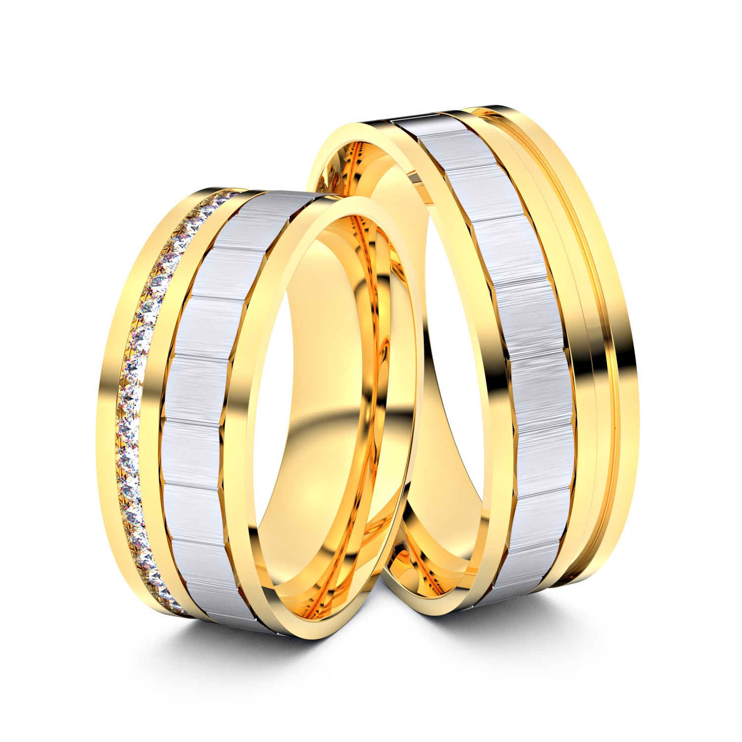 Brillanten-Trauringe 585er Gelbgold-Weißgold – opt. mit Gravur, Farbe, wählbarer Reinheitsstufe & hochwertigem Holzetui Unkategorisiert online kaufen