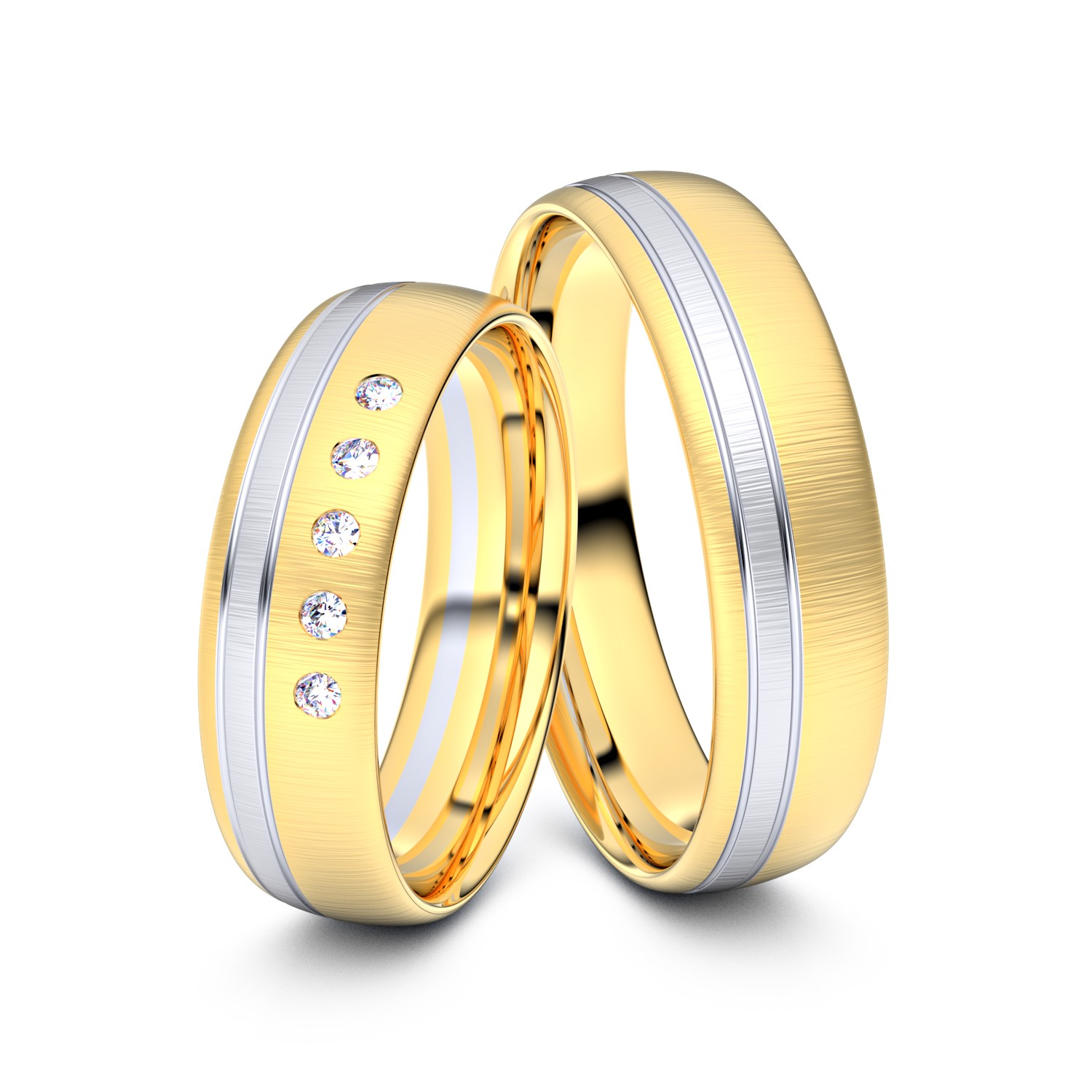 Brillanten-Trauringe 585er Gelbgold-Weißgold – opt. mit Gravur, Farbe, wählbarer Reinheitsstufe & hochwertigem Holzetui Unkategorisiert online kaufen