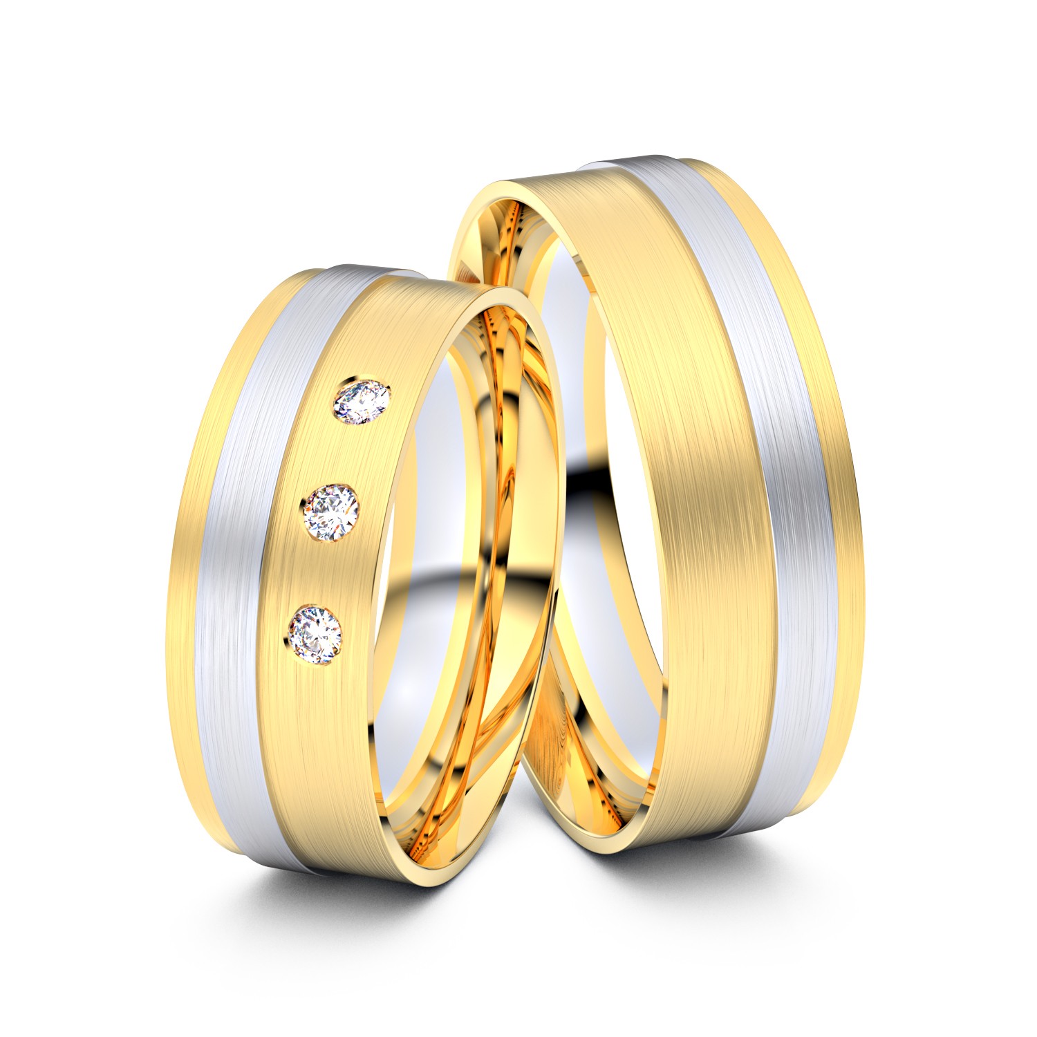 Brillanten-Trauringe 585er Gelbgold-Weißgold – opt. mit Gravur, Farbe, wählbarer Reinheitsstufe & hochwertigem Holzetui Unkategorisiert online kaufen