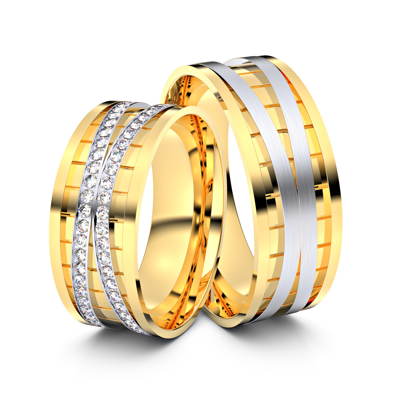 Brillanten-Trauringe 585er Gelbgold-Weißgold – opt. mit Gravur, Farbe, wählbarer Reinheitsstufe & hochwertigem Holzetui Unkategorisiert online kaufen