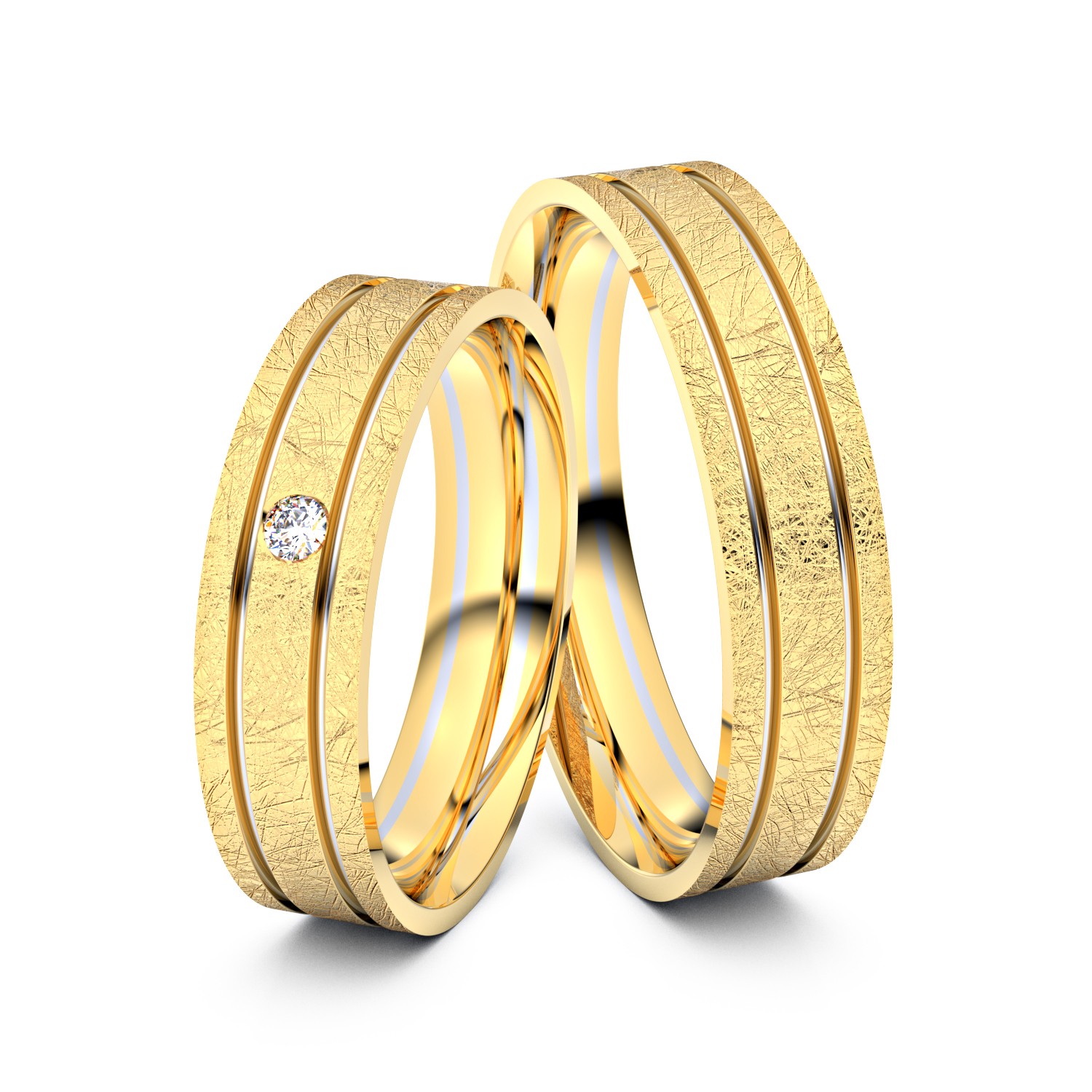 Brillanten-Trauringe 585er Gelbgold-Weißgold – opt. mit Gravur, Farbe, wählbarer Reinheitsstufe & hochwertigem Holzetui Unkategorisiert online kaufen