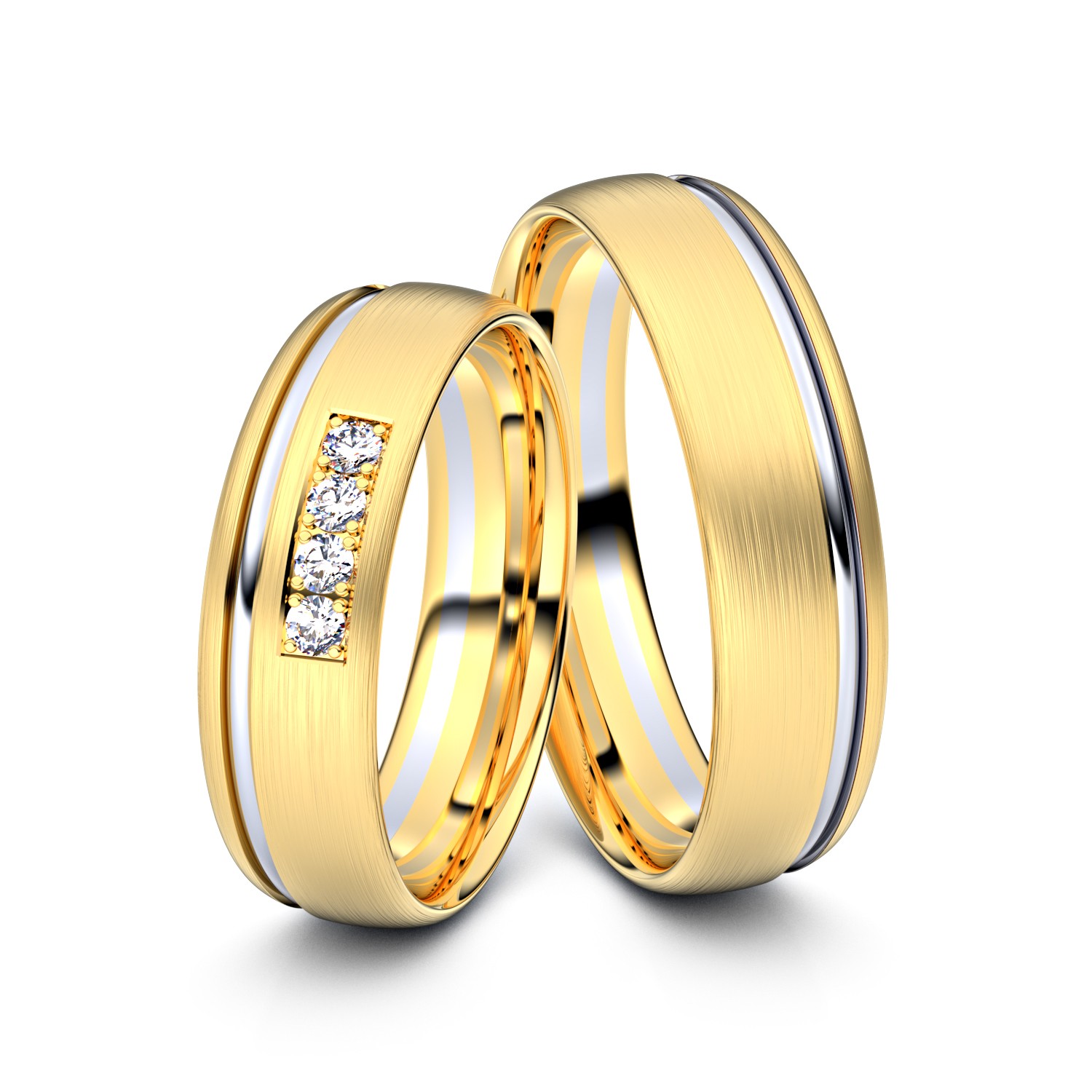 Brillanten-Trauringe 585er Gelbgold-Weißgold – opt. mit Gravur, Farbe, wählbarer Reinheitsstufe & hochwertigem Holzetui Unkategorisiert online kaufen