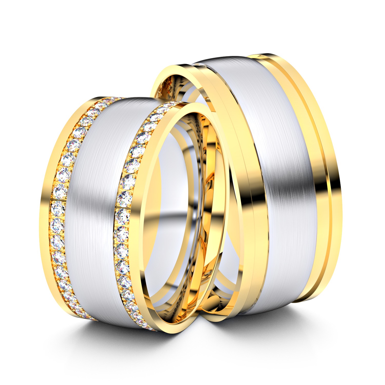 Brillanten-Trauringe 585er Gelbgold-Weißgold – opt. mit Gravur, Farbe, wählbarer Reinheitsstufe & hochwertigem Holzetui Unkategorisiert online kaufen
