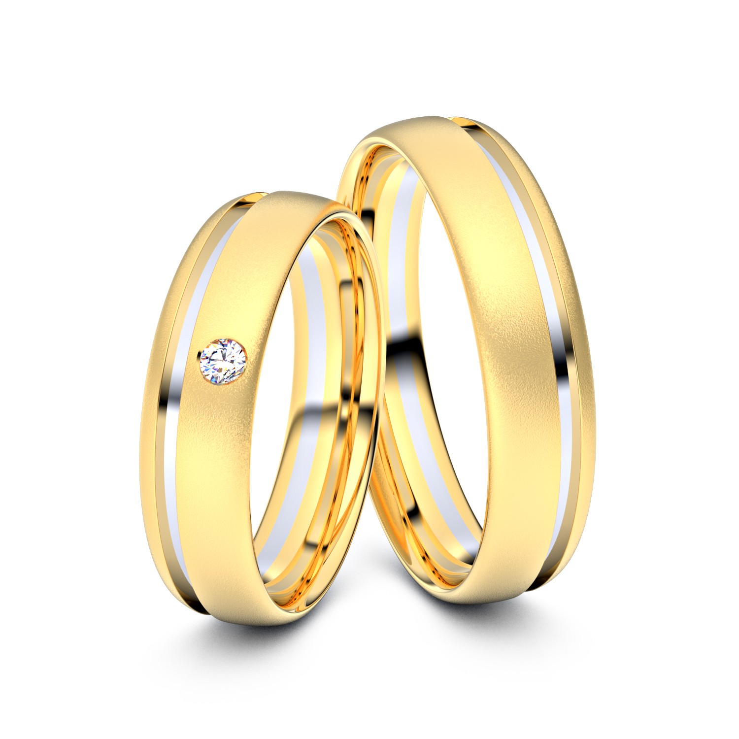 Brillanten-Trauringe 585er Gelbgold-Weißgold – opt. mit Gravur, Farbe, wählbarer Reinheitsstufe & hochwertigem Holzetui Unkategorisiert online kaufen