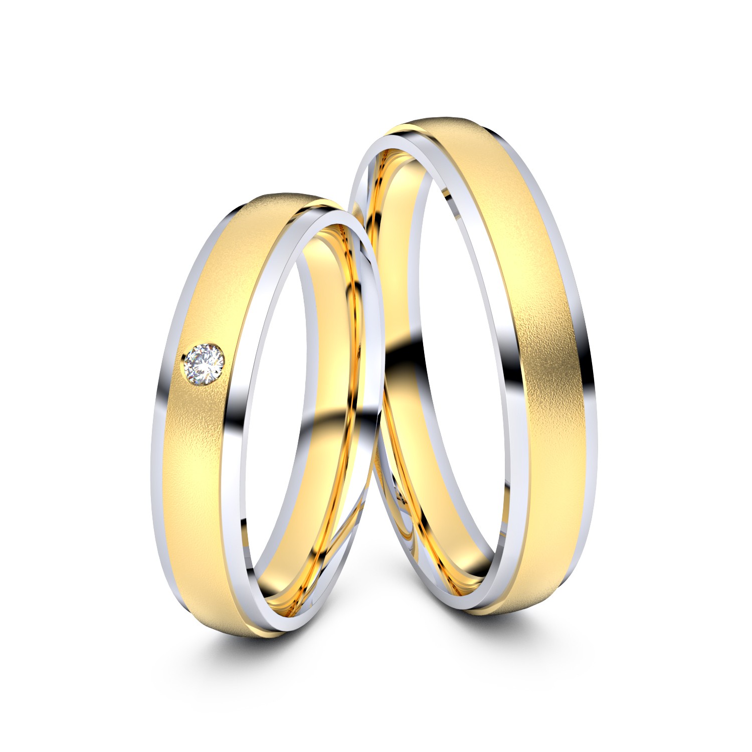 Brillanten-Trauringe 585er Gelbgold-Weißgold – opt. mit Gravur, Farbe, wählbarer Reinheitsstufe & hochwertigem Holzetui Unkategorisiert online kaufen