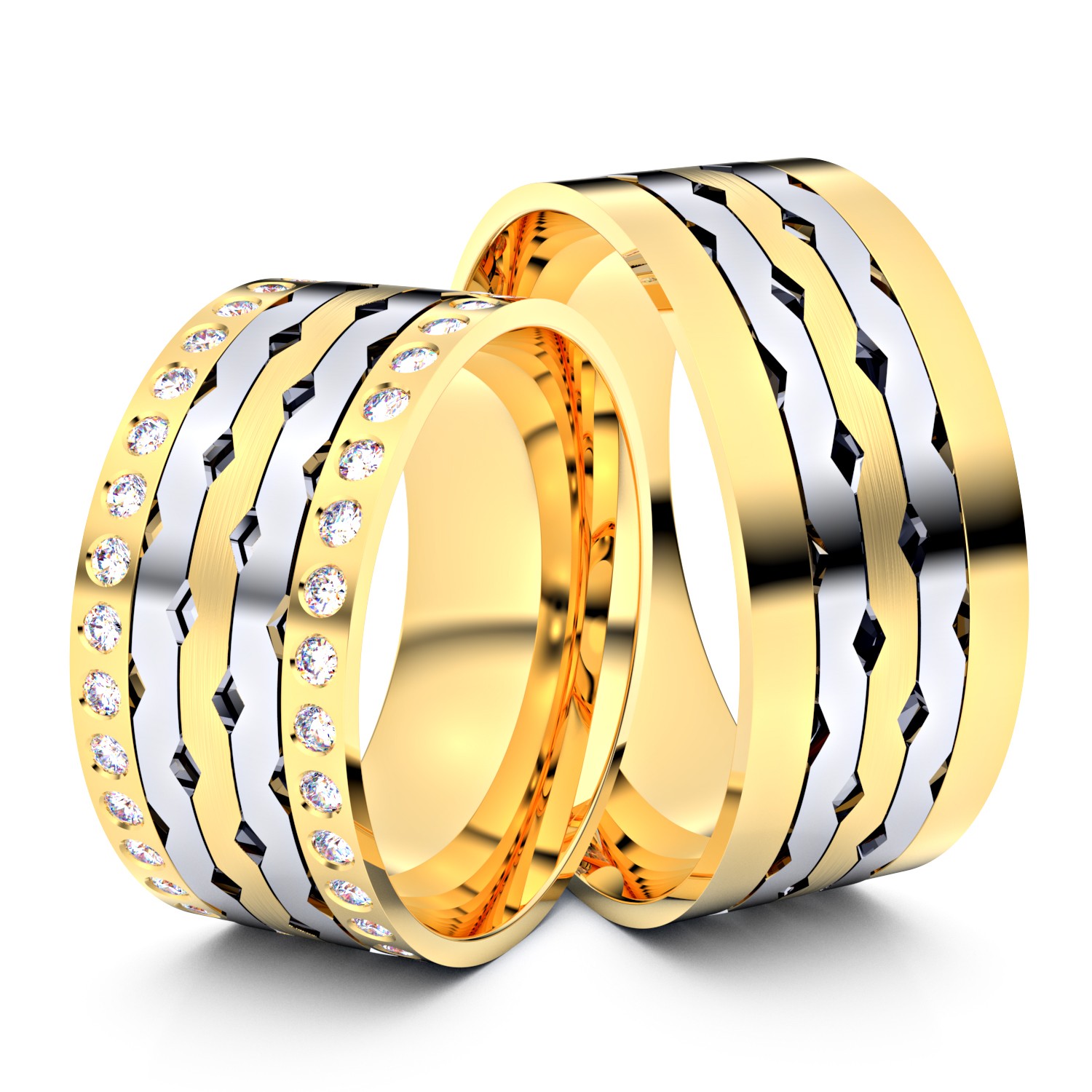 Brillanten-Trauringe 585er Gelbgold-Weißgold – opt. mit Gravur, Farbe, wählbarer Reinheitsstufe & hochwertigem Holzetui Unkategorisiert online kaufen