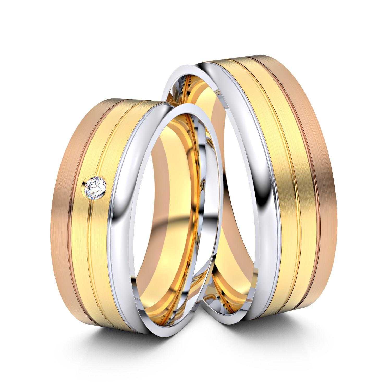 Brillanten-Trauringe 585er Gelbgold-Weissgold-Rotgold – opt. mit Gravur, Farbe, wählbarer Reinheitsstufe & hochwertigem Holzetui Unkategorisiert online kaufen