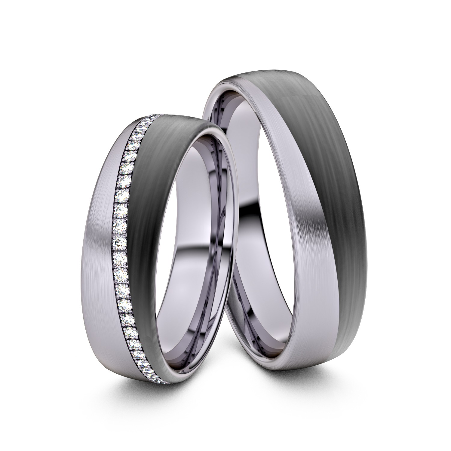Brillanten-Trauringe 585er Palladium-Carbon – opt. mit Gravur, Farbe, wählbarer Reinheitsstufe & hochwertigem Holzetui Unkategorisiert online kaufen