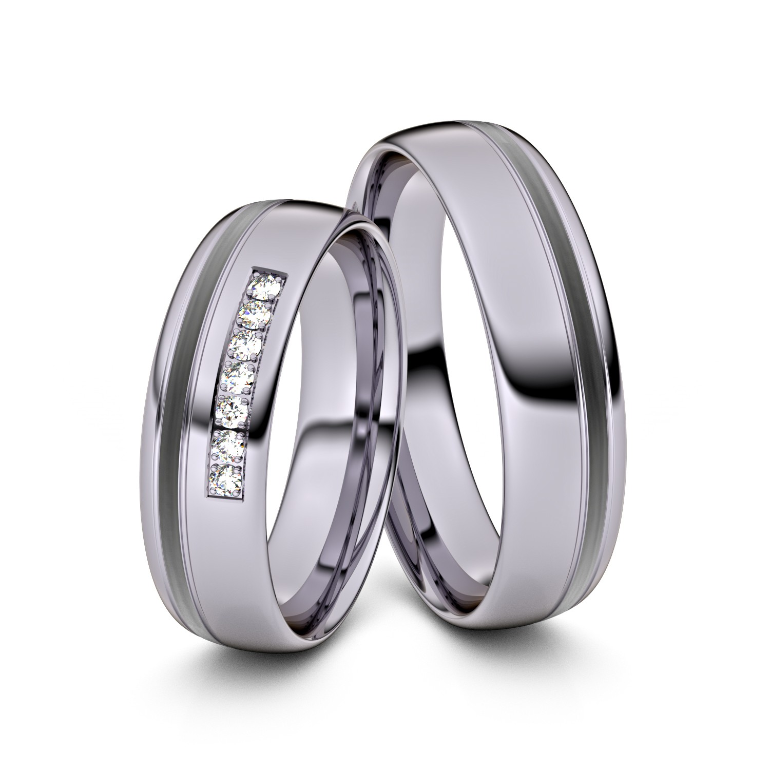 Brillanten-Trauringe 585er Palladium-Carbon – opt. mit Gravur, Farbe, wählbarer Reinheitsstufe & hochwertigem Holzetui Unkategorisiert online kaufen