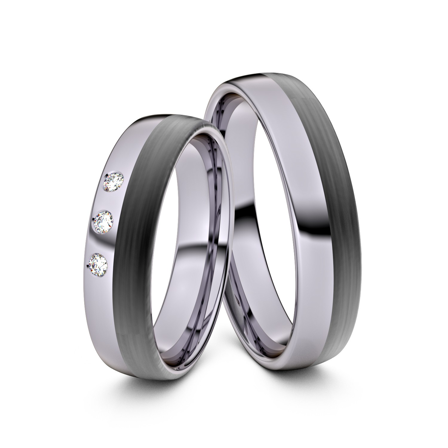 Brillanten-Trauringe 585er Palladium-Carbon – opt. mit Gravur, Farbe, wählbarer Reinheitsstufe & hochwertigem Holzetui Unkategorisiert online kaufen