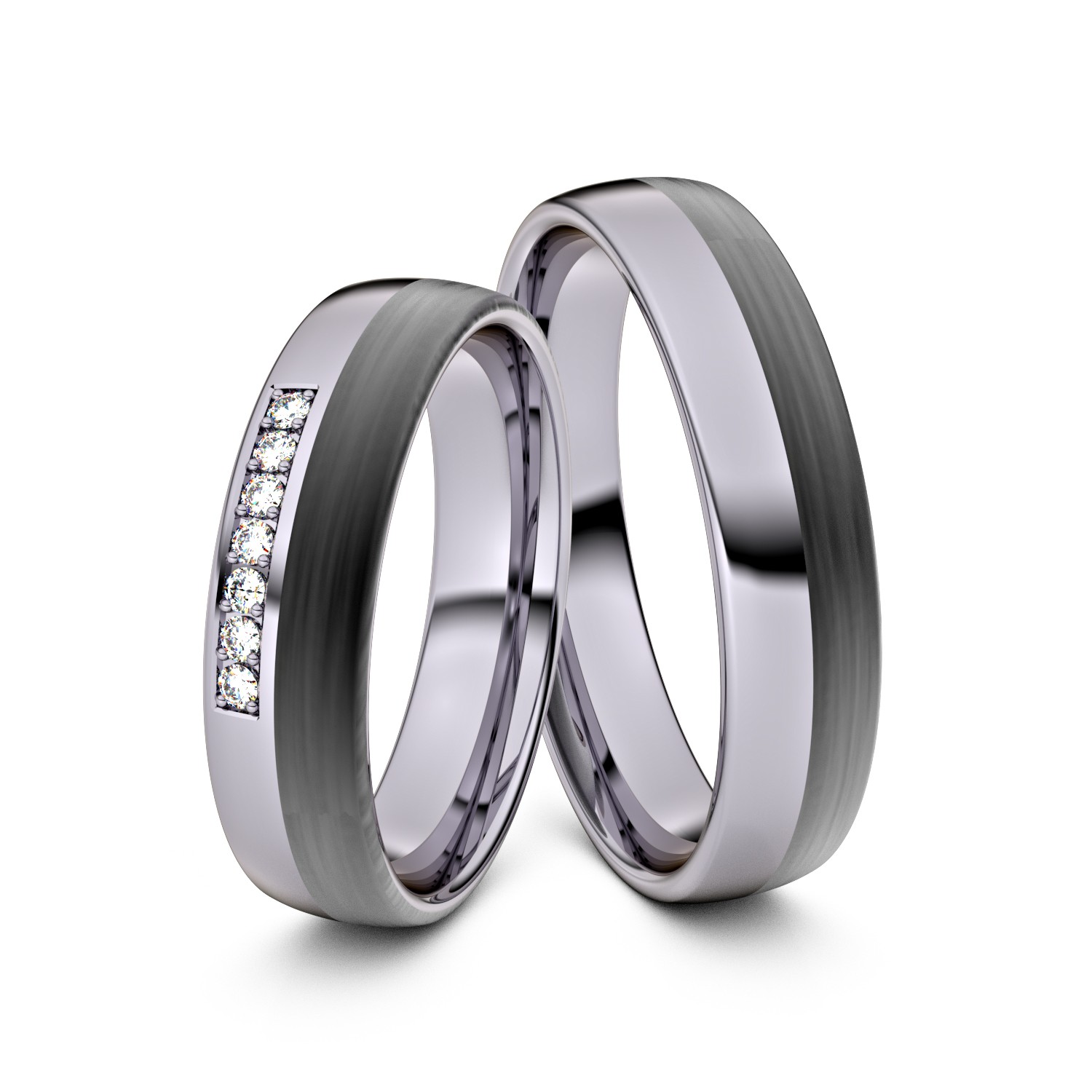 Brillanten-Trauringe 585er Palladium-Carbon – opt. mit Gravur, Farbe, wählbarer Reinheitsstufe & hochwertigem Holzetui Unkategorisiert online kaufen