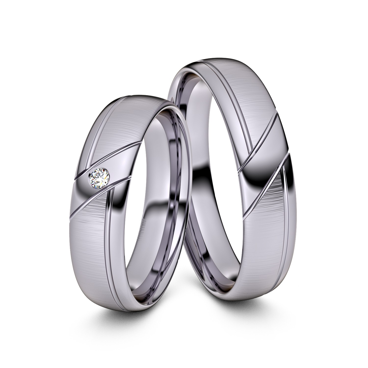 Brillanten-Trauringe 585er Palladium – opt. mit Gravur, Farbe, wählbarer Reinheitsstufe & hochwertigem Holzetui Unkategorisiert online kaufen