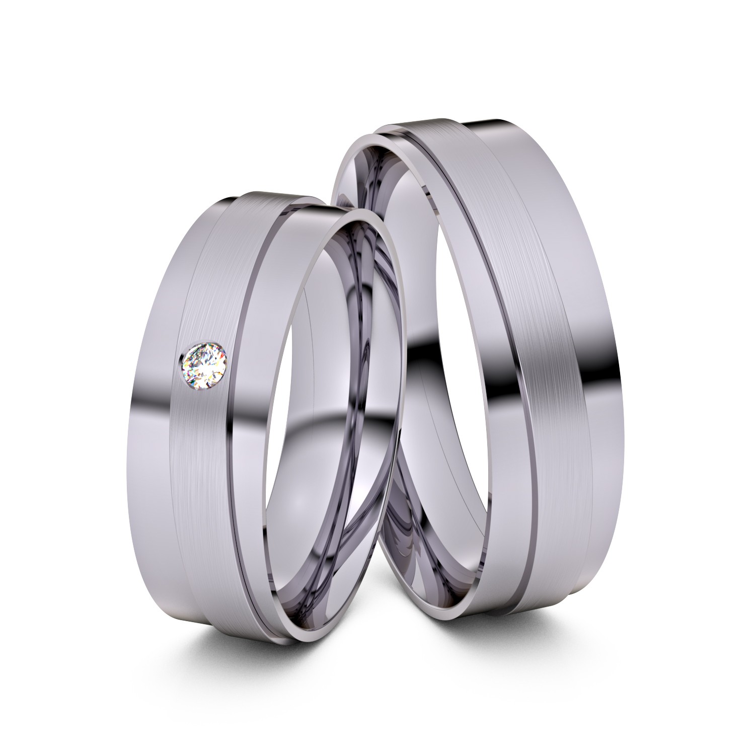 Brillanten-Trauringe 585er Palladium – opt. mit Gravur, Farbe, wählbarer Reinheitsstufe & hochwertigem Holzetui Unkategorisiert online kaufen