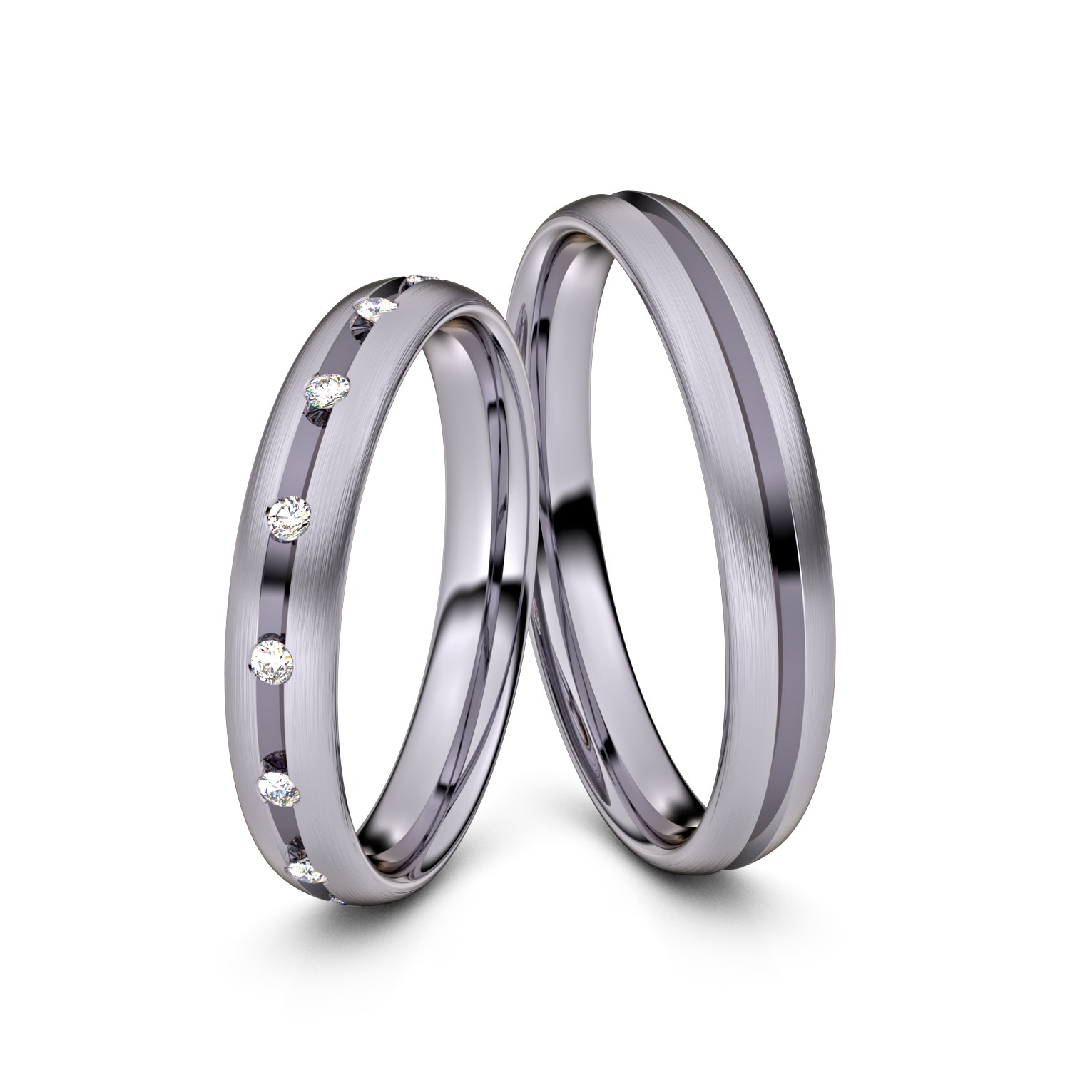 Brillanten-Trauringe 585er Palladium – opt. mit Gravur, Farbe, wählbarer Reinheitsstufe & hochwertigem Holzetui Unkategorisiert online kaufen