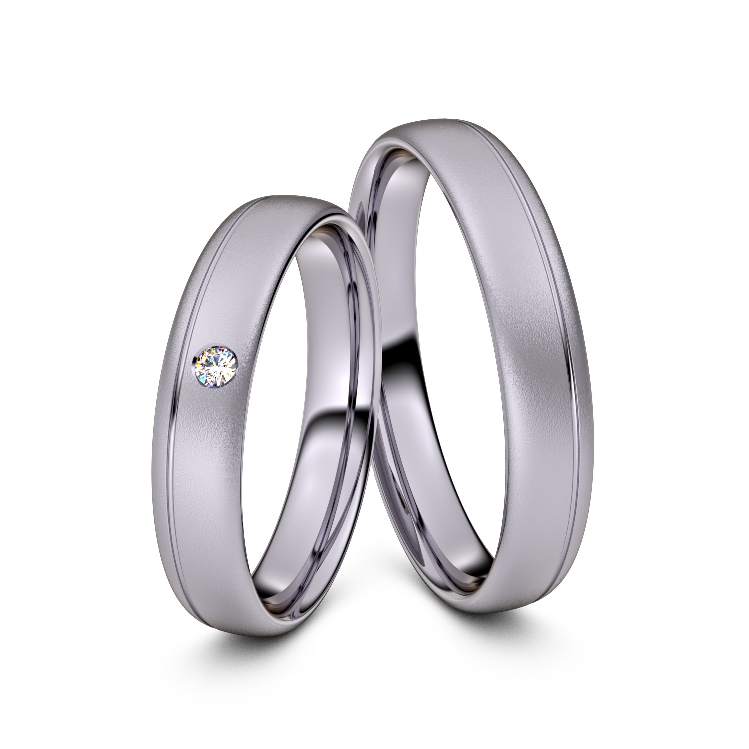 Brillanten-Trauringe 585er Palladium – opt. mit Gravur, Farbe, wählbarer Reinheitsstufe & hochwertigem Holzetui Unkategorisiert Produktbild