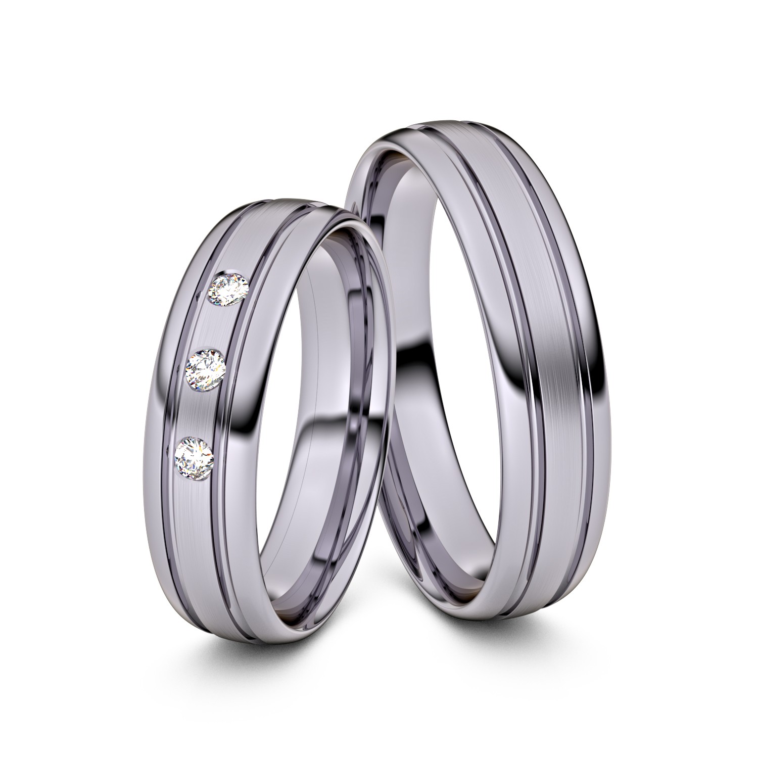 Brillanten-Trauringe 585er Palladium – opt. mit Gravur, Farbe, wählbarer Reinheitsstufe & hochwertigem Holzetui Unkategorisiert online kaufen