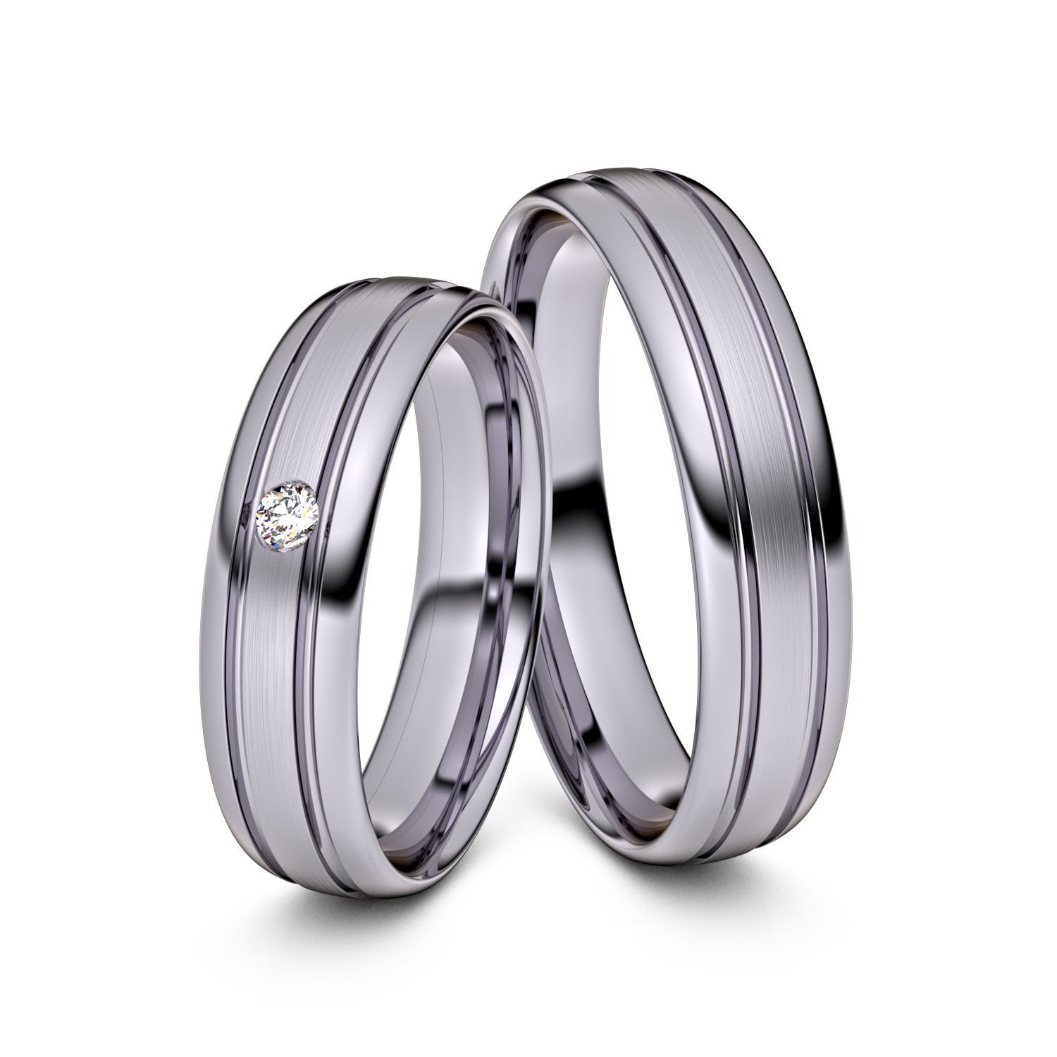 Brillanten-Trauringe 585er Palladium – opt. mit Gravur, Farbe, wählbarer Reinheitsstufe & hochwertigem Holzetui Unkategorisiert Produktbild