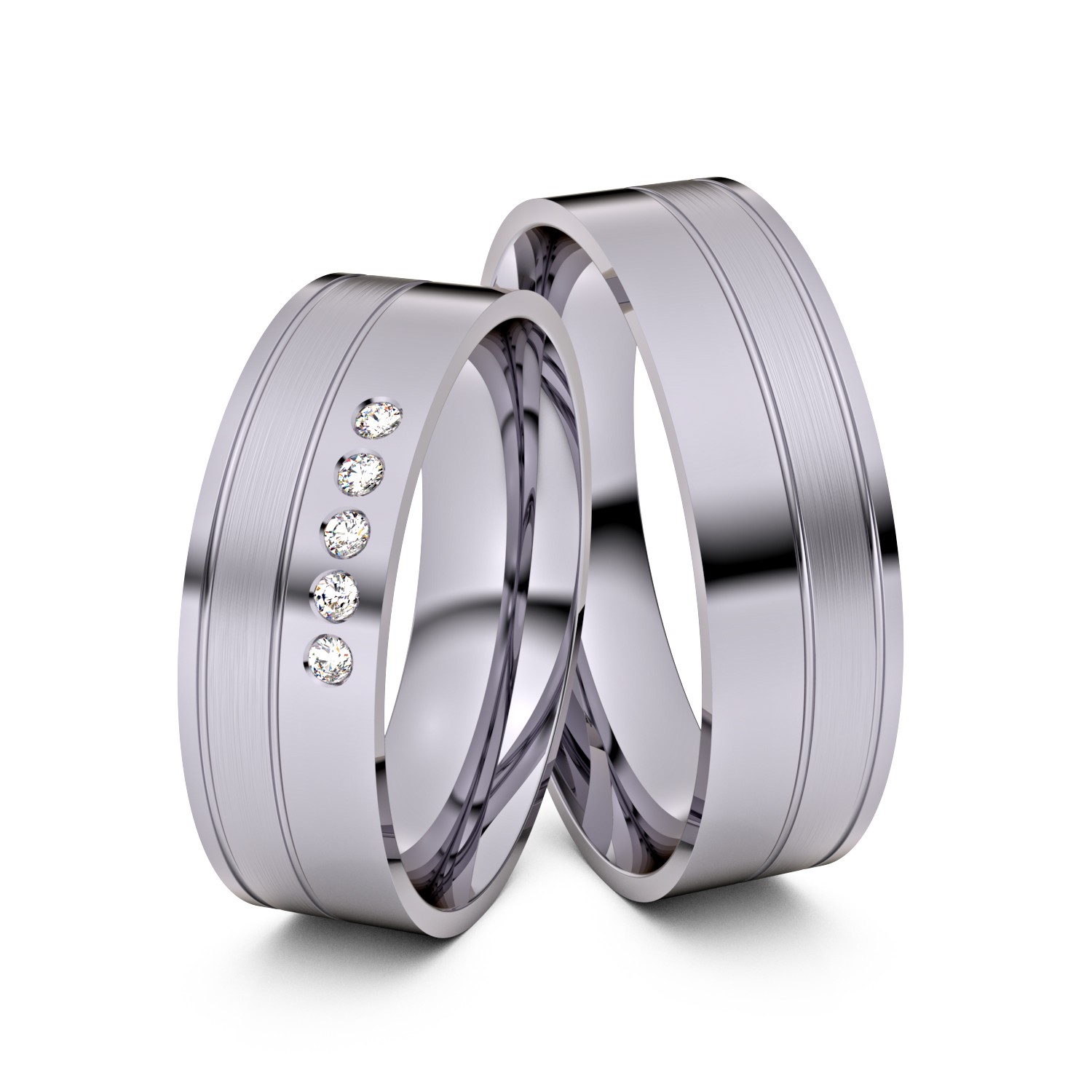 Brillanten-Trauringe 585er Palladium – opt. mit Gravur, Farbe, wählbarer Reinheitsstufe & hochwertigem Holzetui Unkategorisiert online kaufen