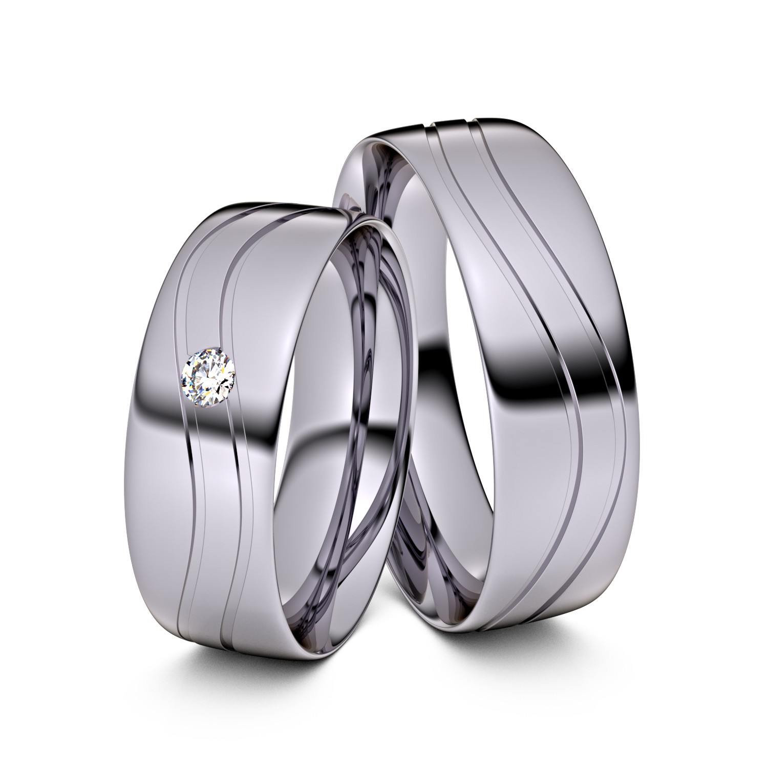 Brillanten-Trauringe 585er Palladium – opt. mit Gravur, Farbe, wählbarer Reinheitsstufe & hochwertigem Holzetui Unkategorisiert online kaufen