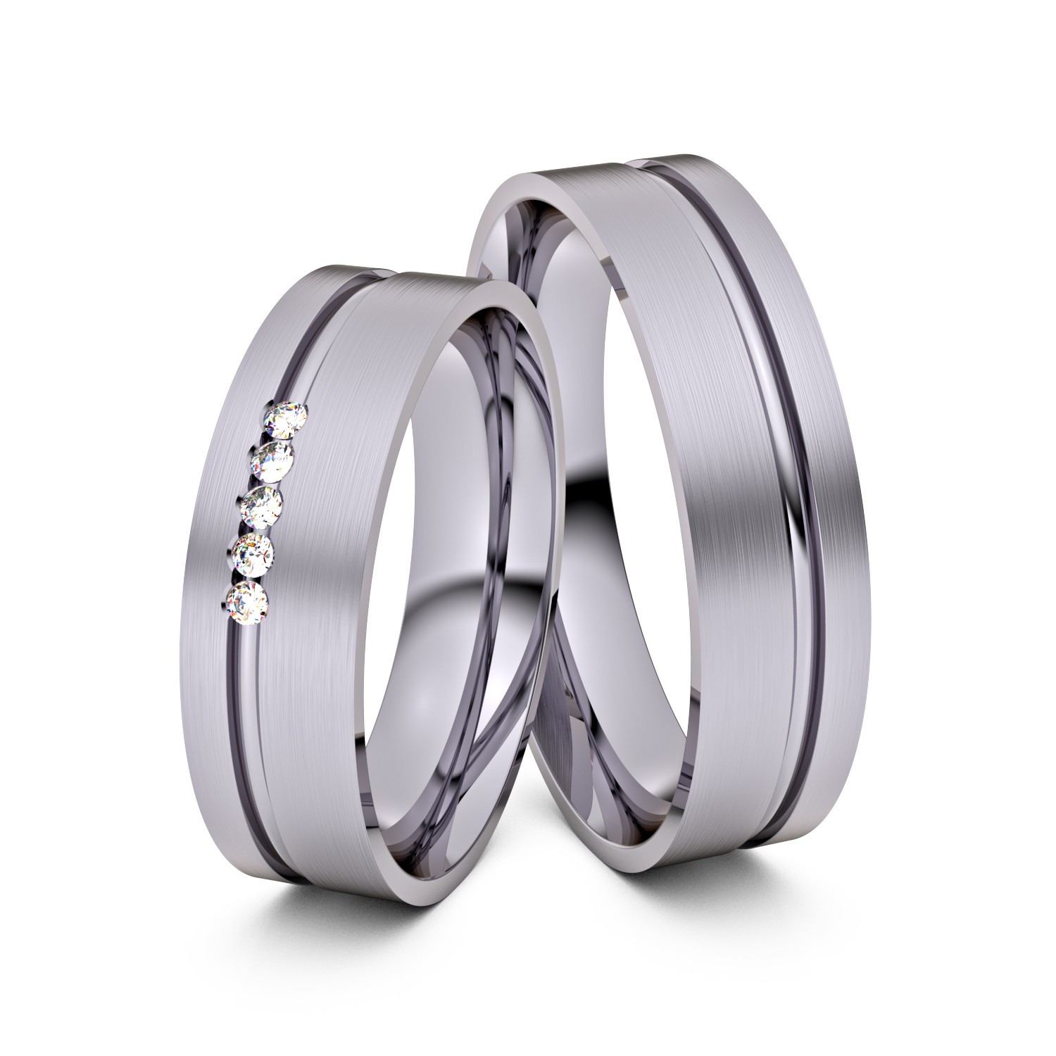 Brillanten-Trauringe 585er Palladium – opt. mit Gravur, Farbe, wählbarer Reinheitsstufe & hochwertigem Holzetui Unkategorisiert online kaufen