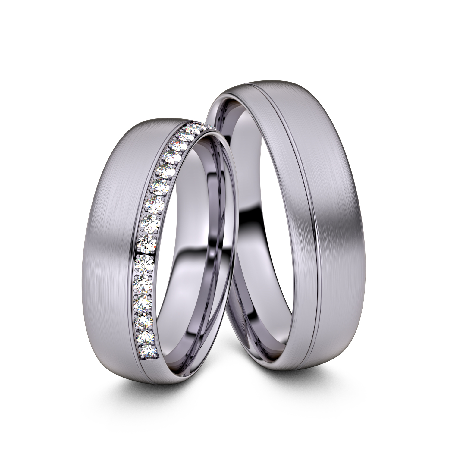 Brillanten-Trauringe 585er Palladium – opt. mit Gravur, Farbe, wählbarer Reinheitsstufe & hochwertigem Holzetui Unkategorisiert online kaufen