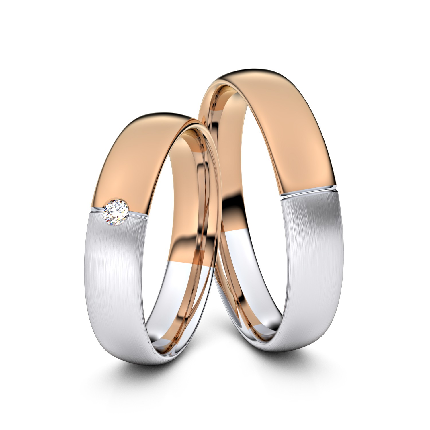 Brillanten-Trauringe 585er Rotgold-Weißgold – opt. mit Gravur, Farbe, wählbarer Reinheitsstufe & hochwertigem Holzetui Unkategorisiert online kaufen Brillanten-Trauringe 585er Rotgold-Weißgold – opt. mit Gravur, Farbe, wählbarer Reinheitsstufe & hochwertigem Holzetui Unkategorisiert online kaufen