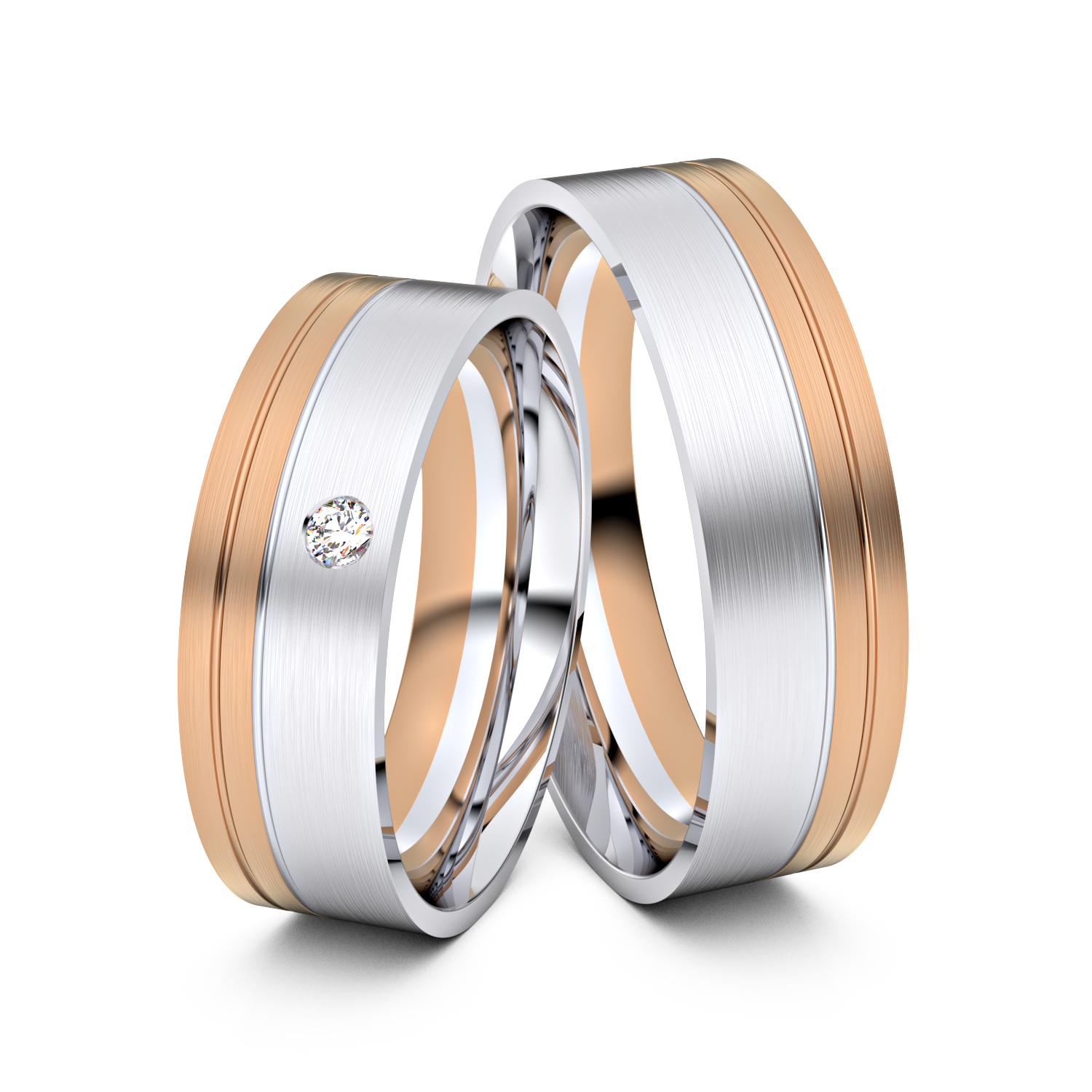 Brillanten-Trauringe 585er Rotgold-Weißgold – opt. mit Gravur, Farbe, wählbarer Reinheitsstufe & hochwertigem Holzetui Unkategorisiert online kaufen Brillanten-Trauringe 585er Rotgold-Weißgold – opt. mit Gravur, Farbe, wählbarer Reinheitsstufe & hochwertigem Holzetui Unkategorisiert online kaufen