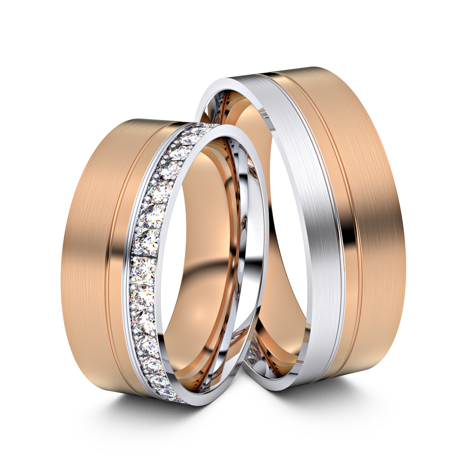 Brillanten-Trauringe 585er Rotgold-Weißgold – opt. mit Gravur, Farbe, wählbarer Reinheitsstufe & hochwertigem Holzetui Unkategorisiert online kaufen Brillanten-Trauringe 585er Rotgold-Weißgold – opt. mit Gravur, Farbe, wählbarer Reinheitsstufe & hochwertigem Holzetui Unkategorisiert online kaufen