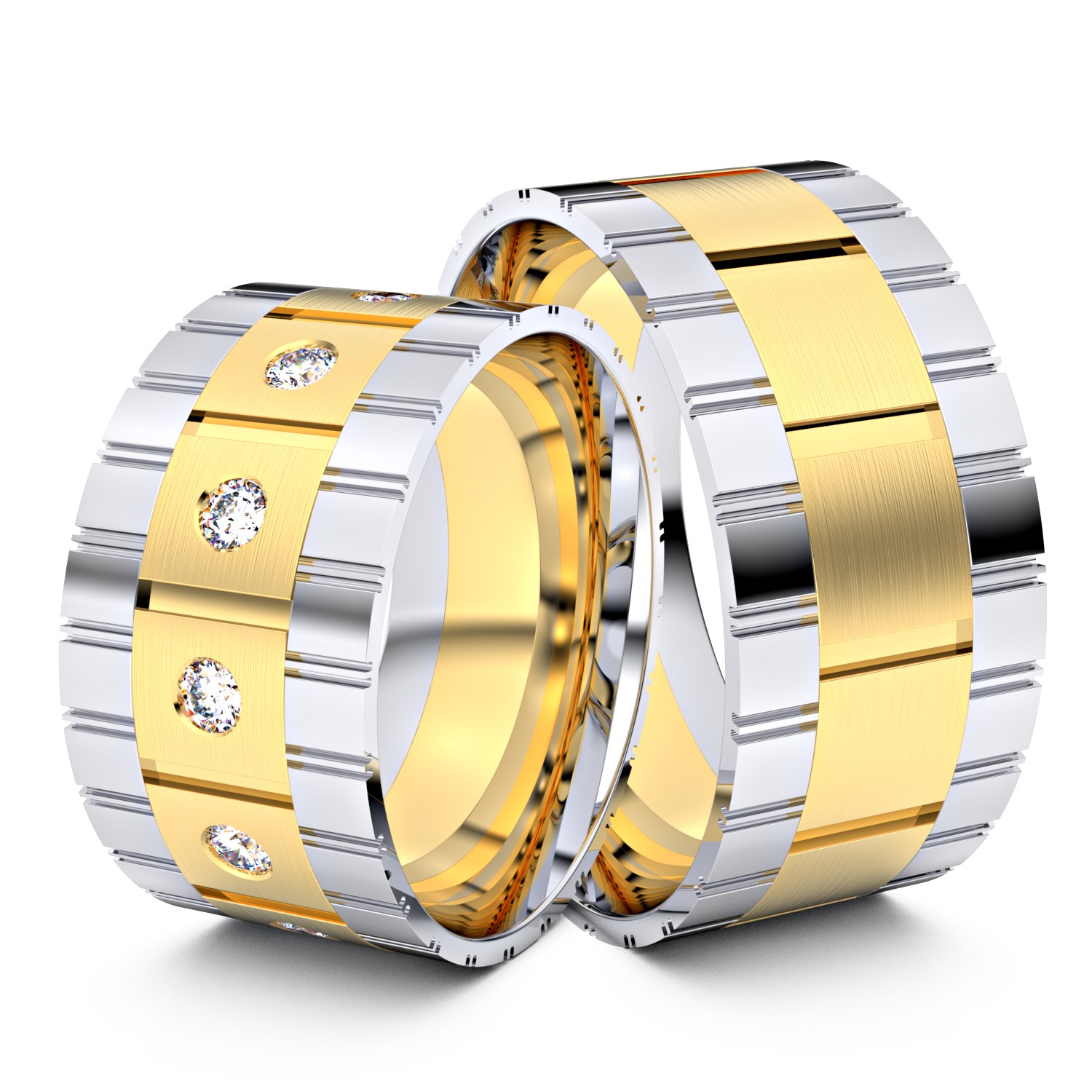 Brillanten-Trauringe 585er Weißgold-Gelbgold – opt. mit Gravur, Farbe, wählbarer Reinheitsstufe & hochwertigem Holzetui Unkategorisiert online kaufen