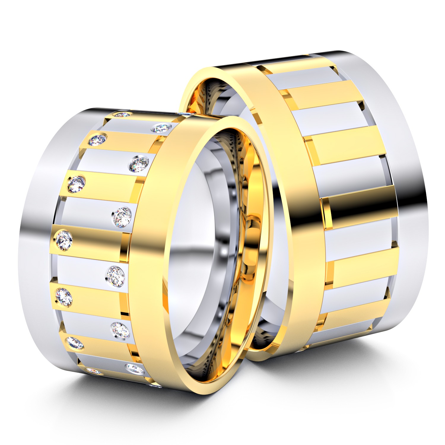 Brillanten-Trauringe 585er Weißgold-Gelbgold – opt. mit Gravur, Farbe, wählbarer Reinheitsstufe & hochwertigem Holzetui Unkategorisiert online kaufen