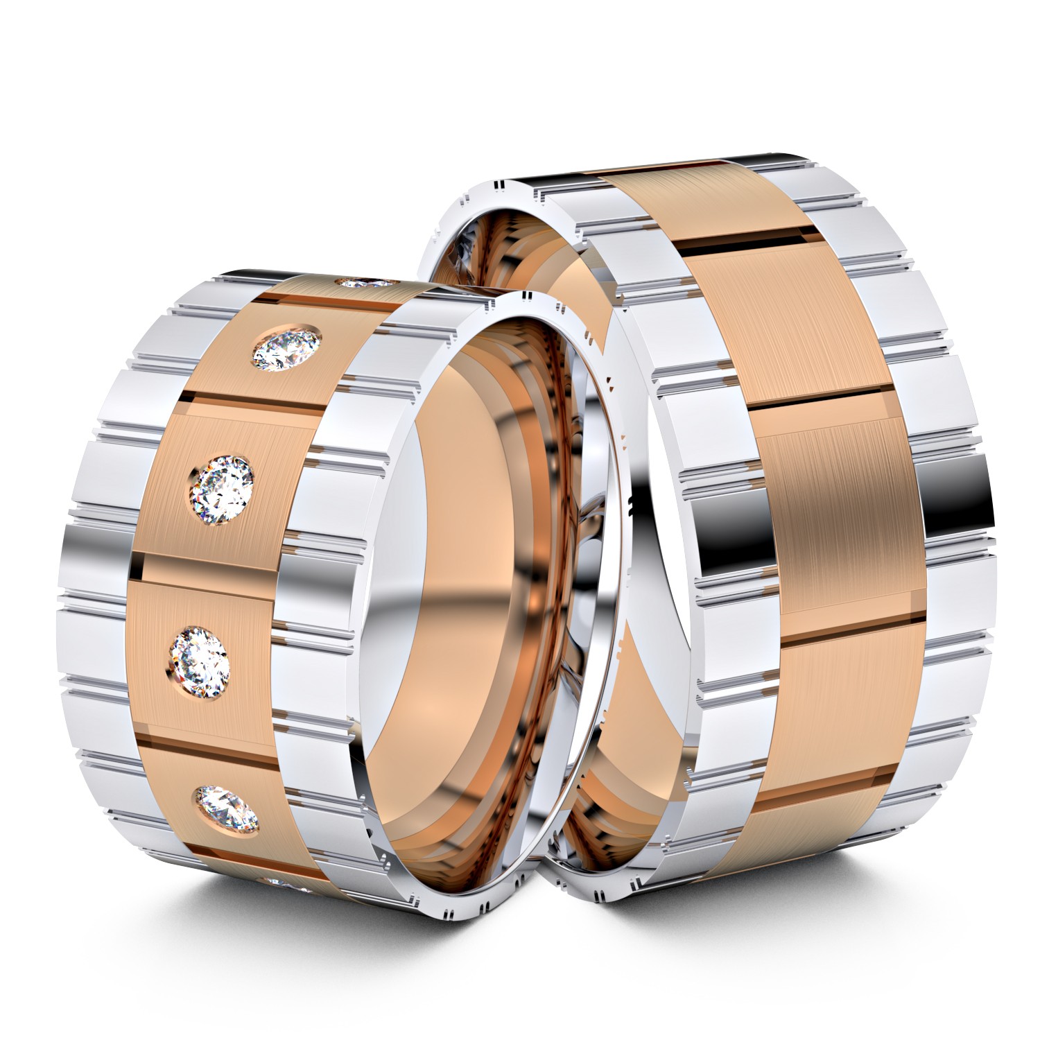 Brillanten-Trauringe 585er Weißgold-Rotgold – opt. mit Gravur, Farbe, wählbarer Reinheitsstufe & hochwertigem Holzetui Unkategorisiert online kaufen