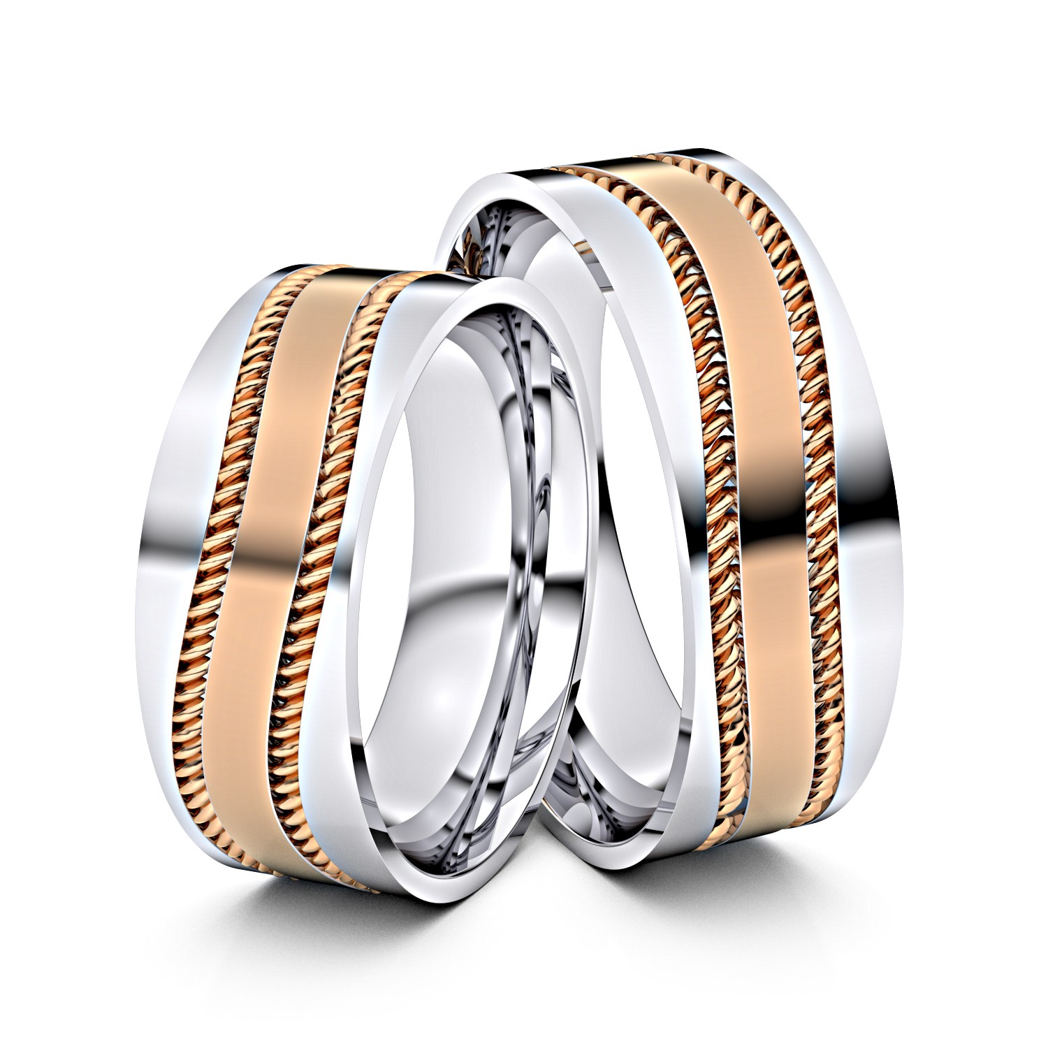 Brillanten-Trauringe 585er Weißgold-Rotgold – opt. mit Gravur, Farbe, wählbarer Reinheitsstufe & hochwertigem Holzetui Unkategorisiert online kaufen