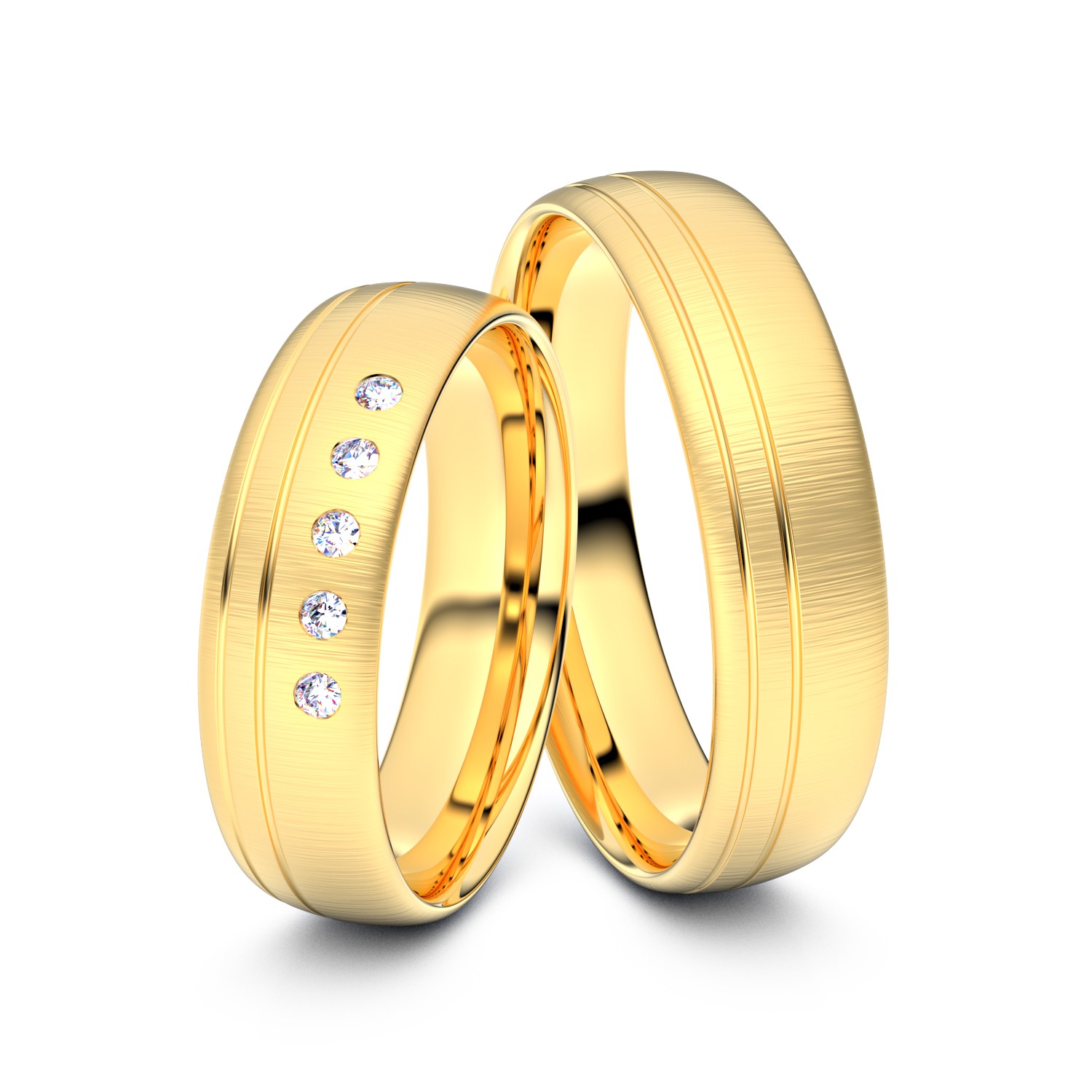Brillanten-Trauringe 750er Gelbgold – opt. mit Gravur, Farbe, wählbarer Reinheitsstufe & hochwertigem Holzetui Unkategorisiert online kaufen