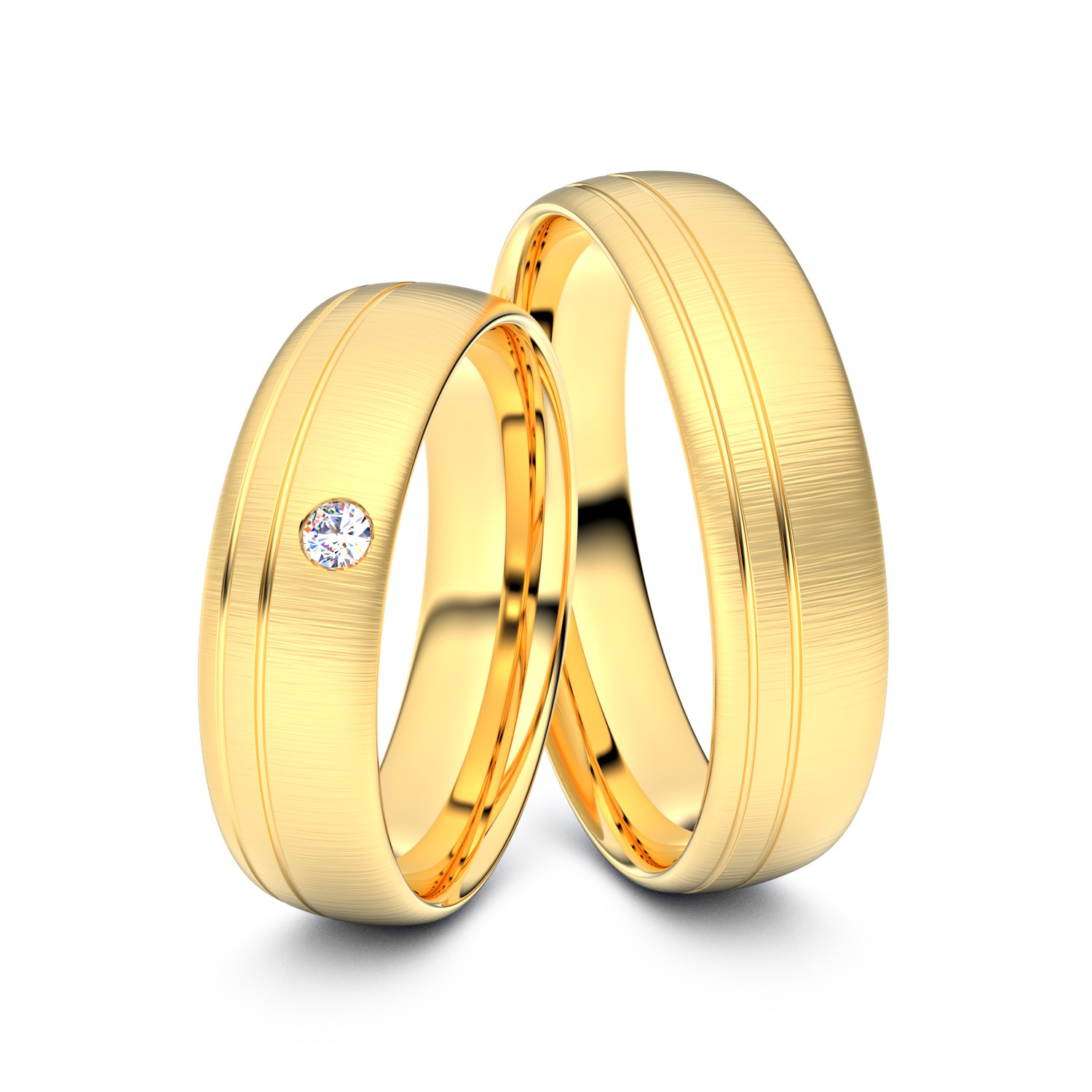 Brillanten-Trauringe 750er Gelbgold – opt. mit Gravur, Farbe, wählbarer Reinheitsstufe & hochwertigem Holzetui Unkategorisiert online kaufen