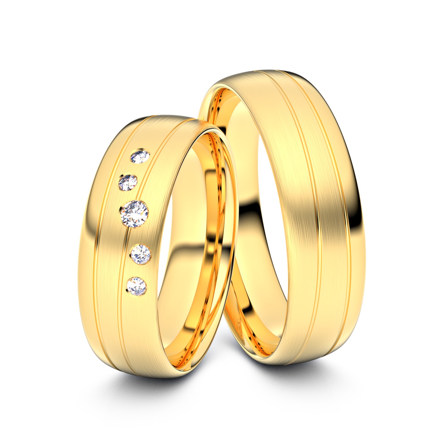 Brillanten-Trauringe 750er Gelbgold – opt. mit Gravur, Farbe, wählbarer Reinheitsstufe & hochwertigem Holzetui Unkategorisiert online kaufen