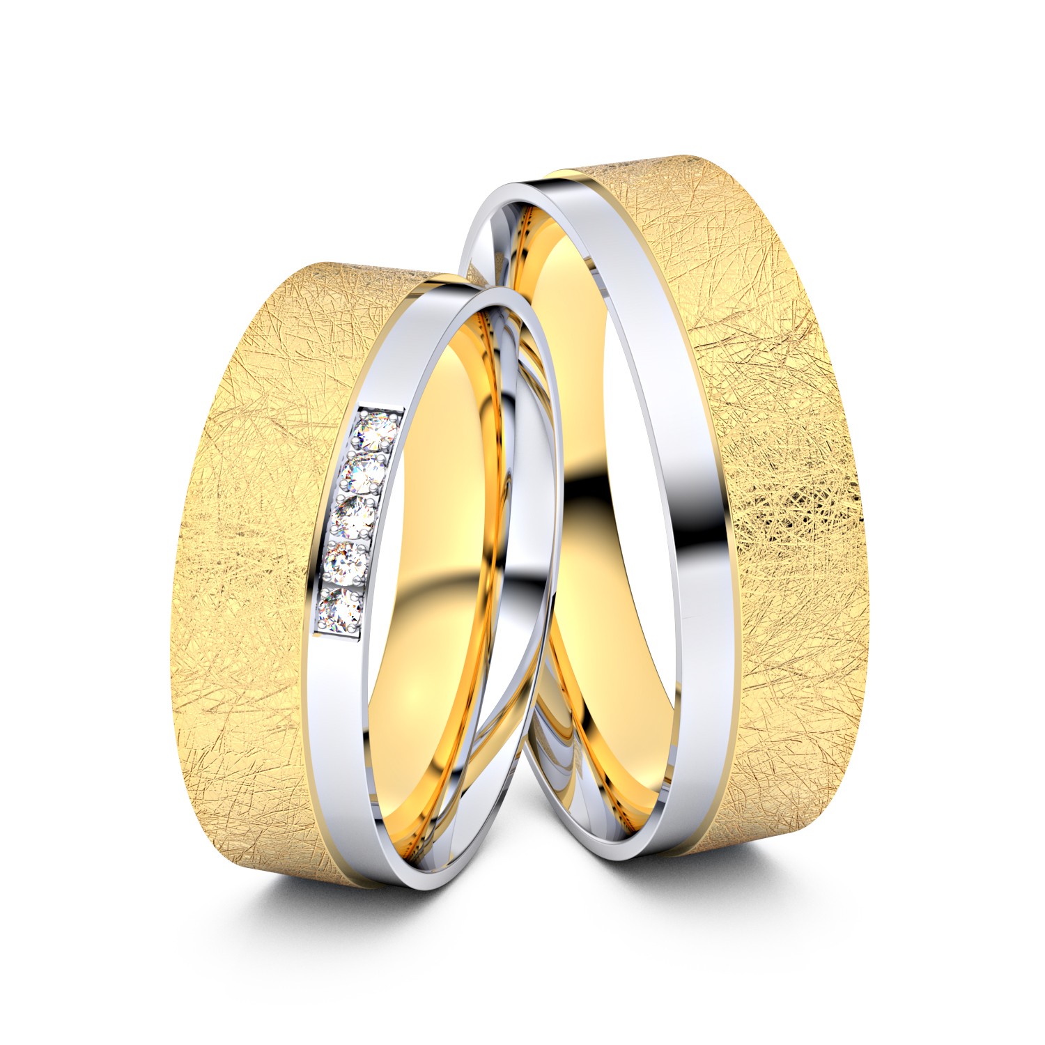 Brillanten-Trauringe 750er Gelbgold-Weißgold – opt. mit Gravur, Farbe, wählbarer Reinheitsstufe & hochwertigem Holzetui Unkategorisiert online kaufen