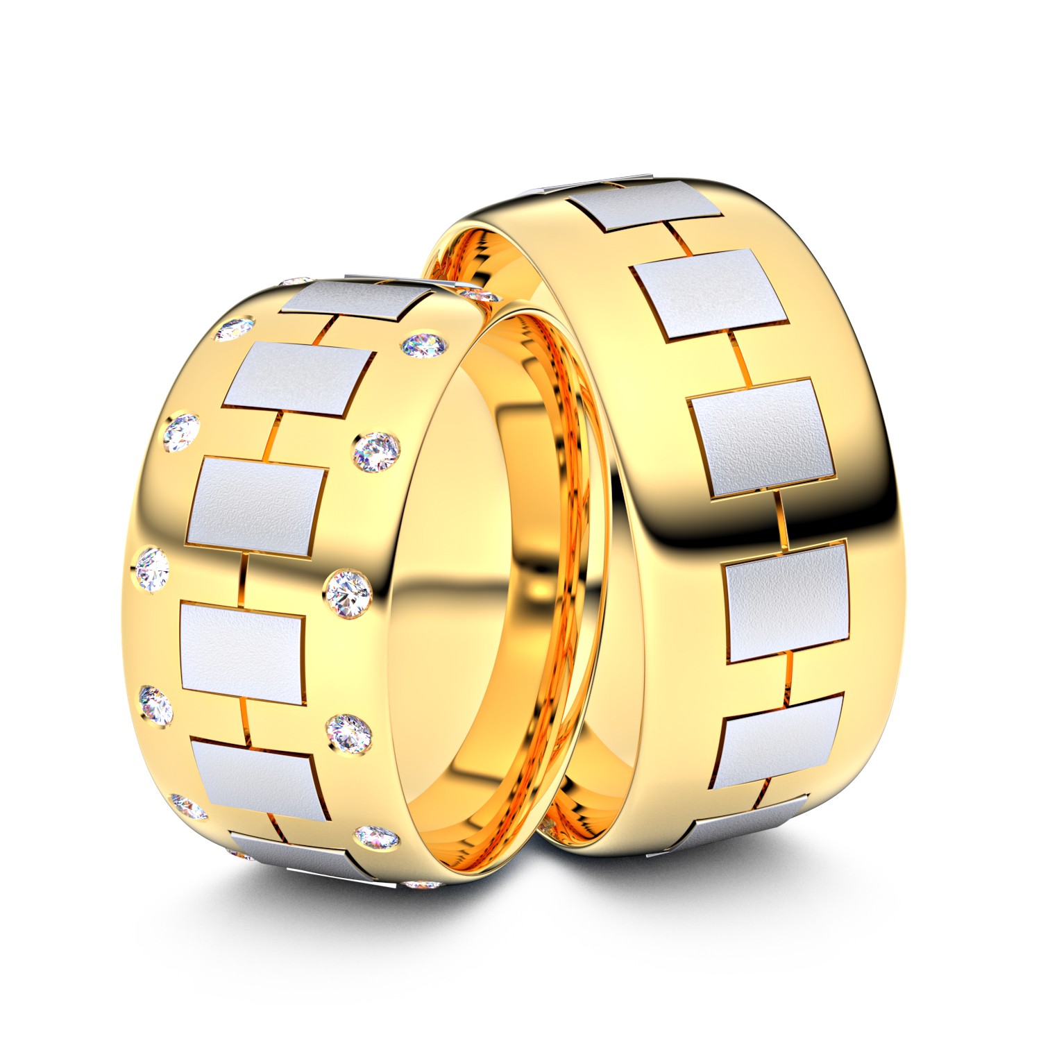 Brillanten-Trauringe 750er Gelbgold-Weißgold – opt. mit Gravur, Farbe, wählbarer Reinheitsstufe & hochwertigem Holzetui Unkategorisiert online kaufen