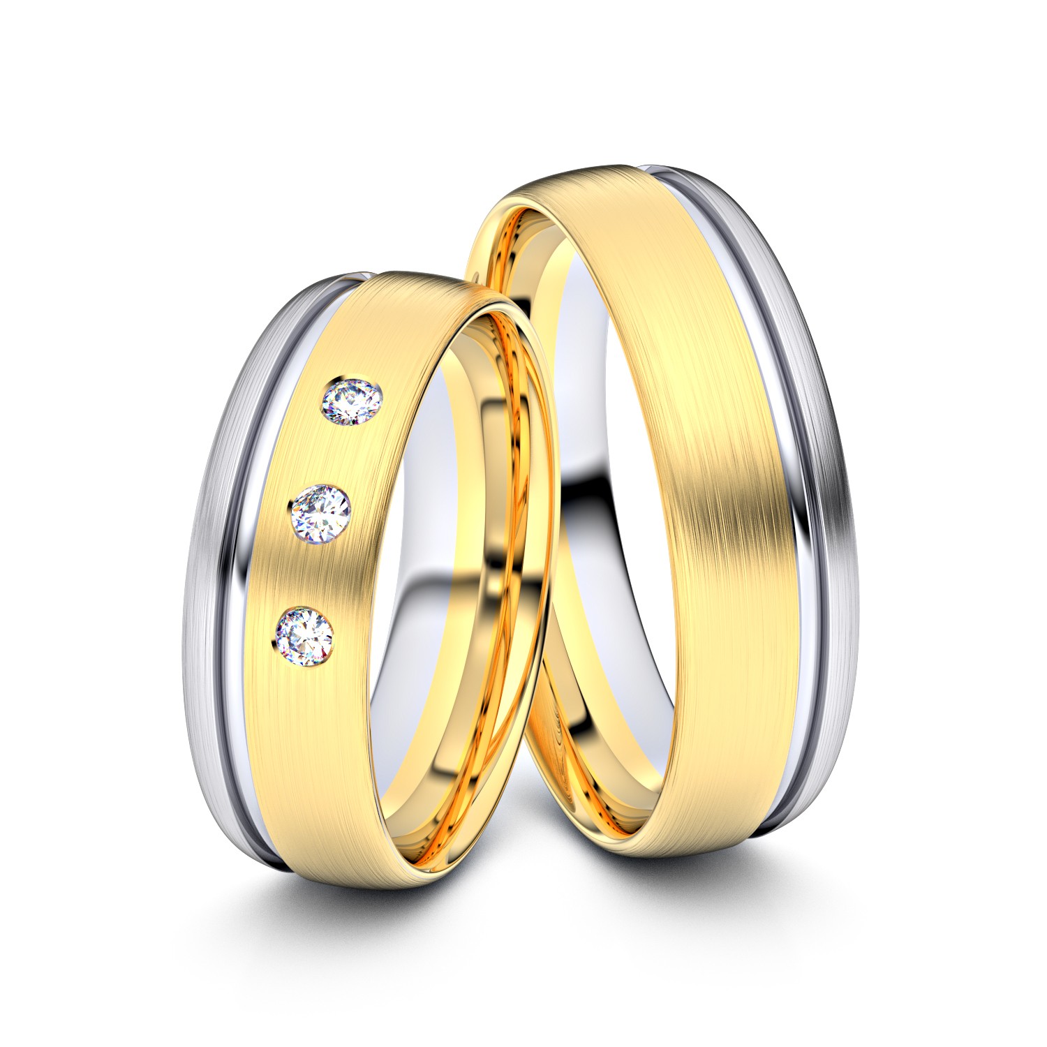 Brillanten-Trauringe 750er Gelbgold-Weißgold – opt. mit Gravur, Farbe, wählbarer Reinheitsstufe & hochwertigem Holzetui Unkategorisiert online kaufen