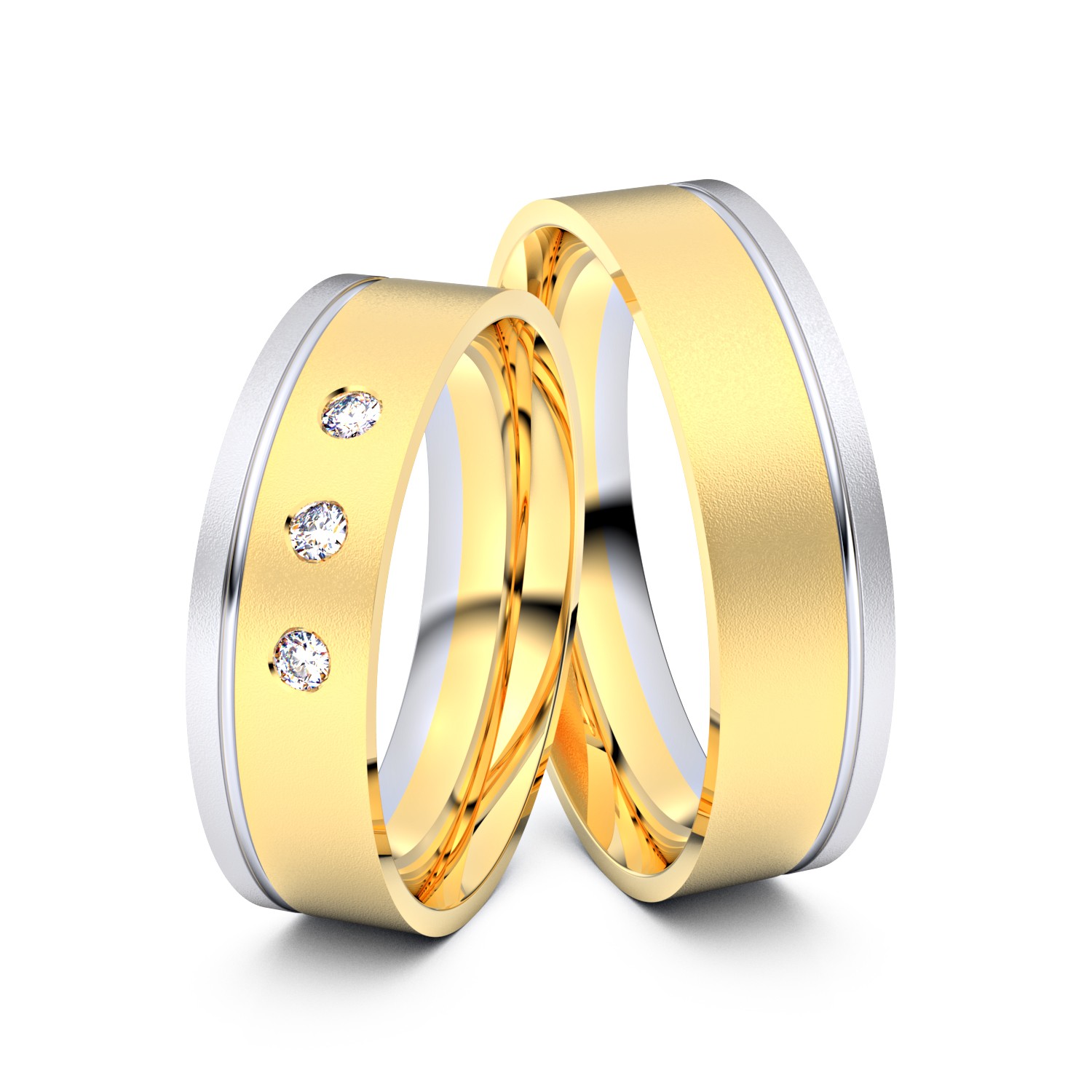 Brillanten-Trauringe 750er Gelbgold-Weißgold – opt. mit Gravur, Farbe, wählbarer Reinheitsstufe & hochwertigem Holzetui Unkategorisiert online kaufen