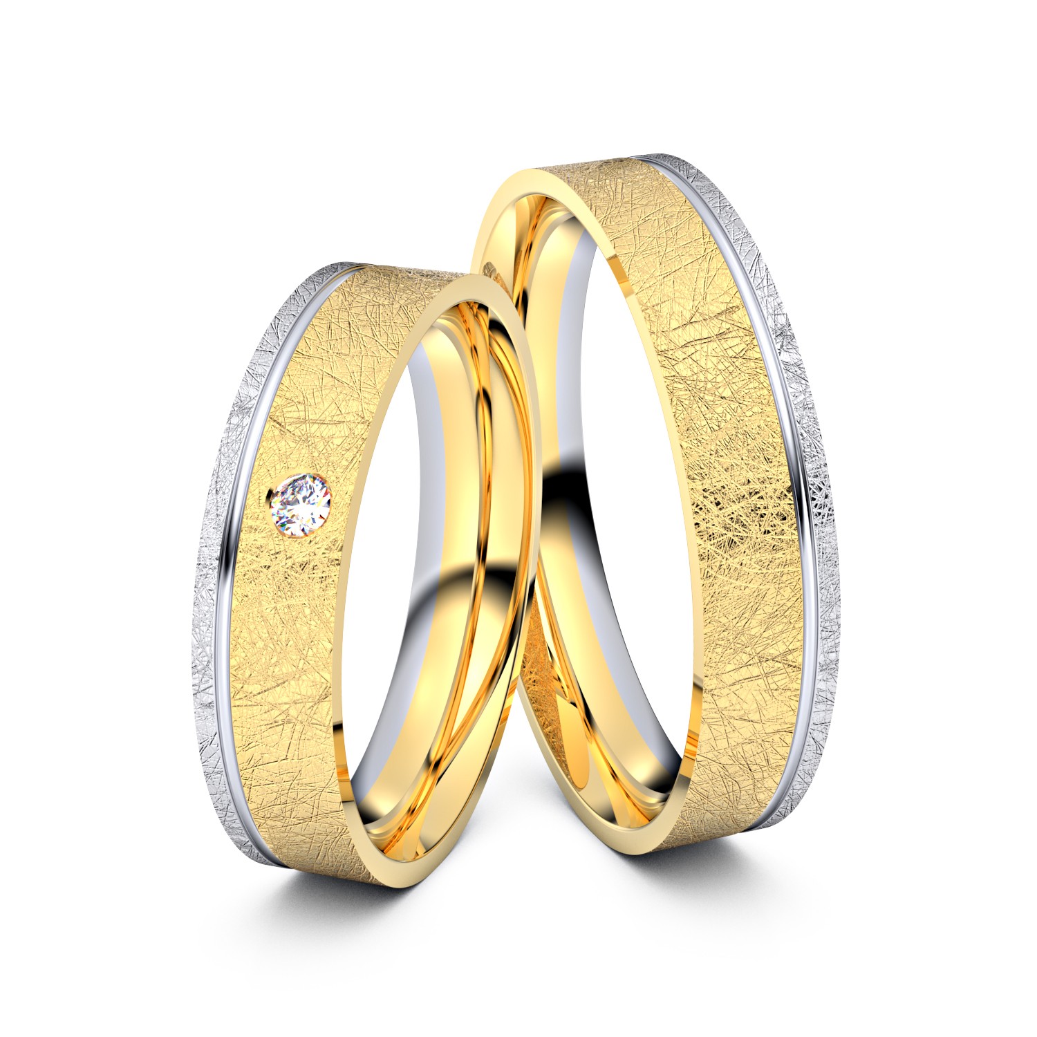 Brillanten-Trauringe 750er Gelbgold-Weißgold – opt. mit Gravur, Farbe, wählbarer Reinheitsstufe & hochwertigem Holzetui Unkategorisiert online kaufen