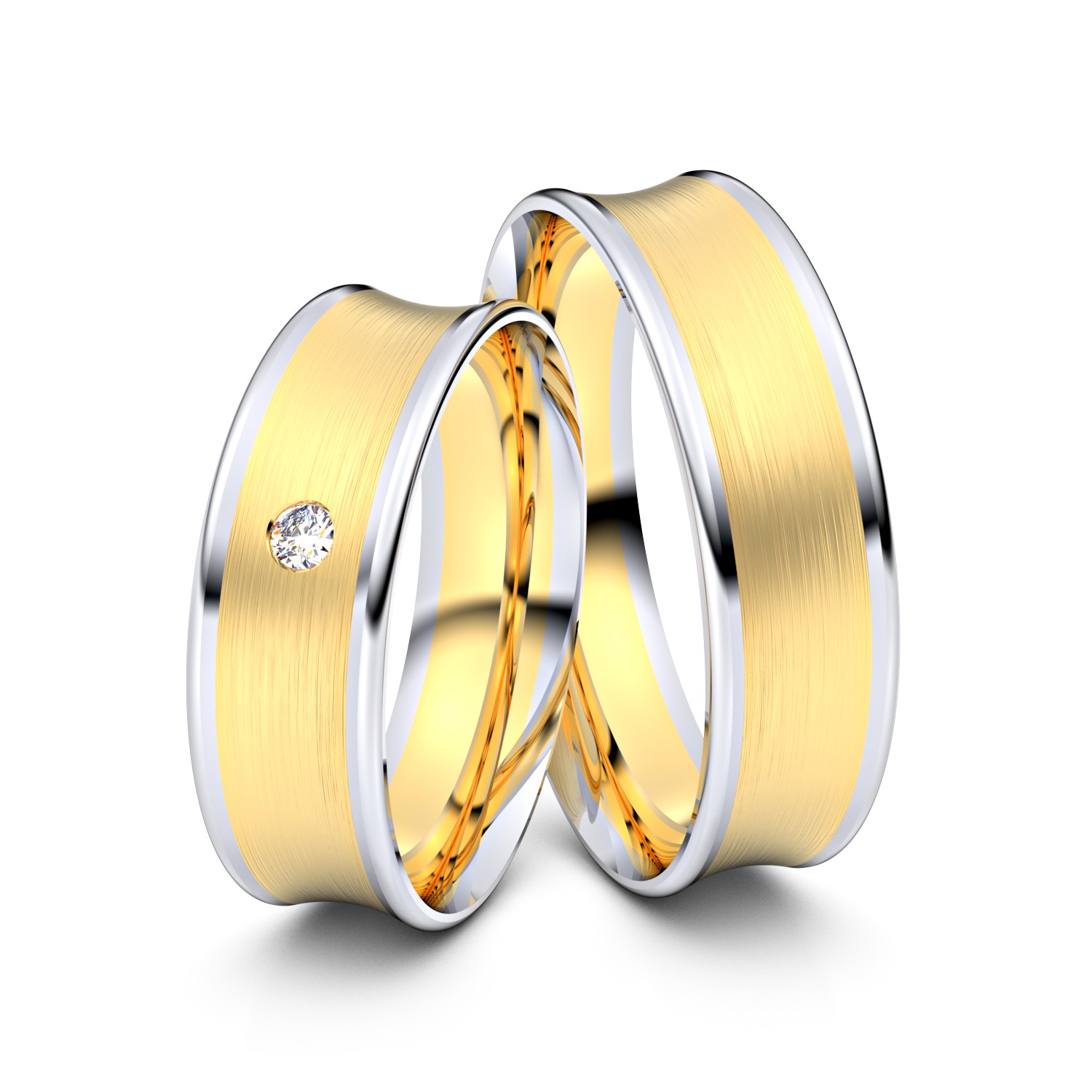Brillanten-Trauringe 750er Gelbgold-Weißgold – opt. mit Gravur, Farbe, wählbarer Reinheitsstufe & hochwertigem Holzetui Unkategorisiert online kaufen