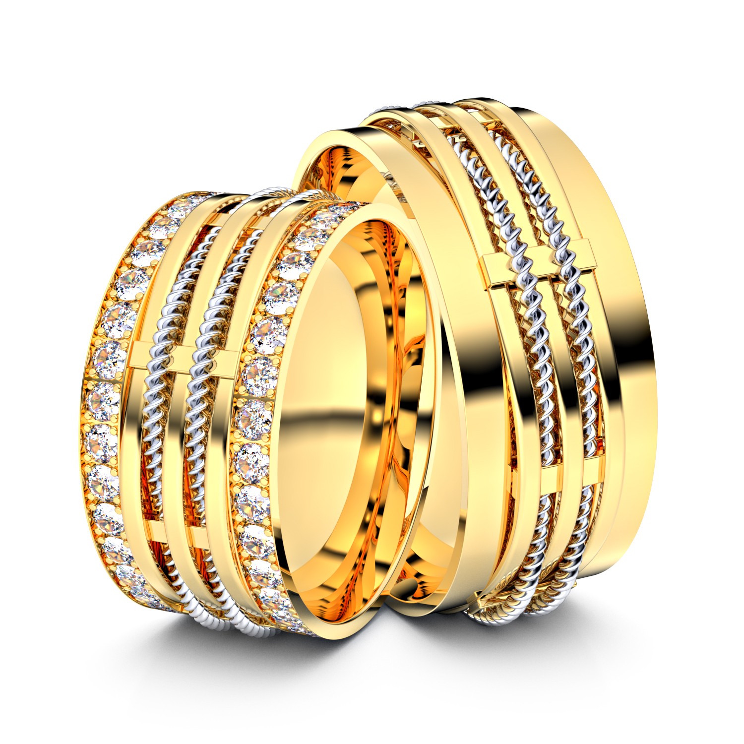 Brillanten-Trauringe 750er Gelbgold-Weißgold – opt. mit Gravur, Farbe, wählbarer Reinheitsstufe & hochwertigem Holzetui Unkategorisiert online kaufen