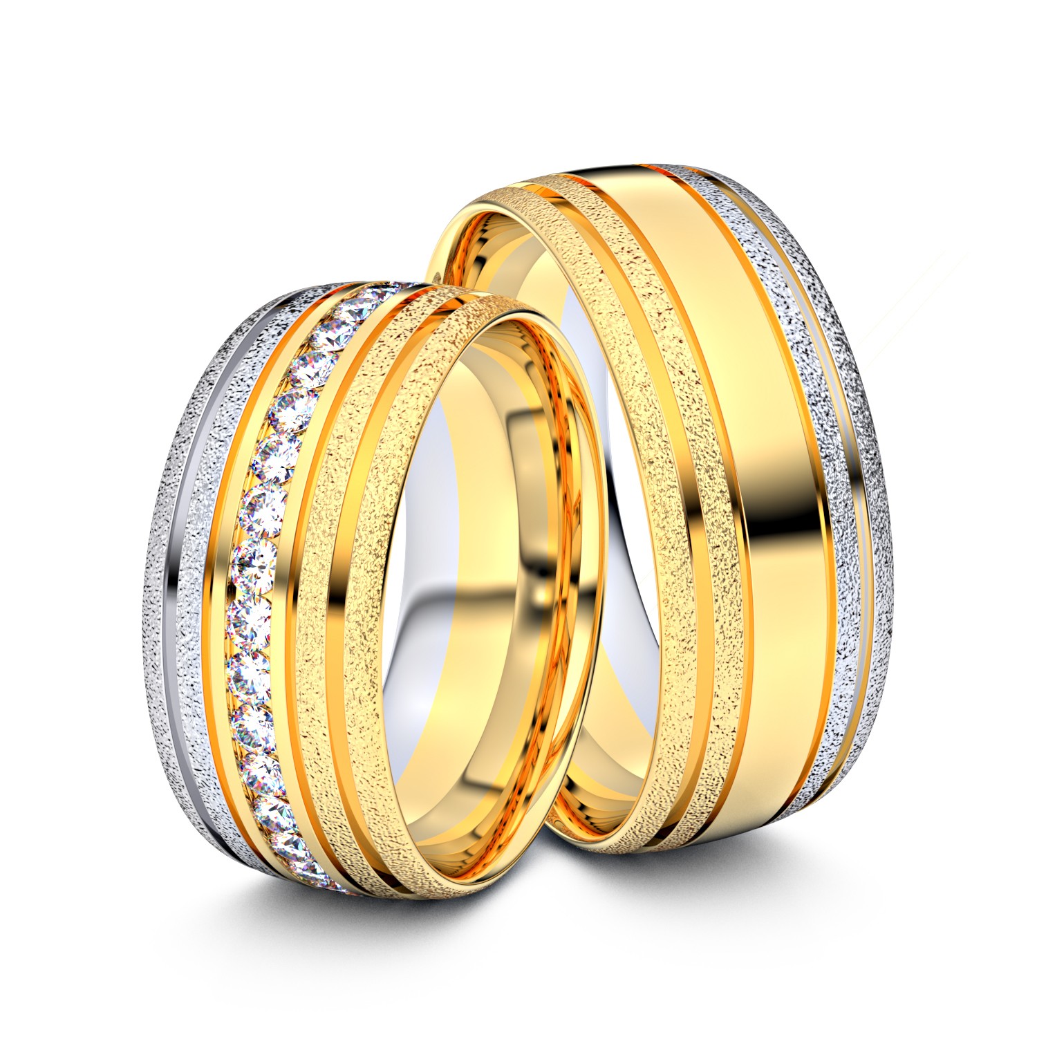 Brillanten-Trauringe 750er Gelbgold-Weißgold – opt. mit Gravur, Farbe, wählbarer Reinheitsstufe & hochwertigem Holzetui Unkategorisiert online kaufen